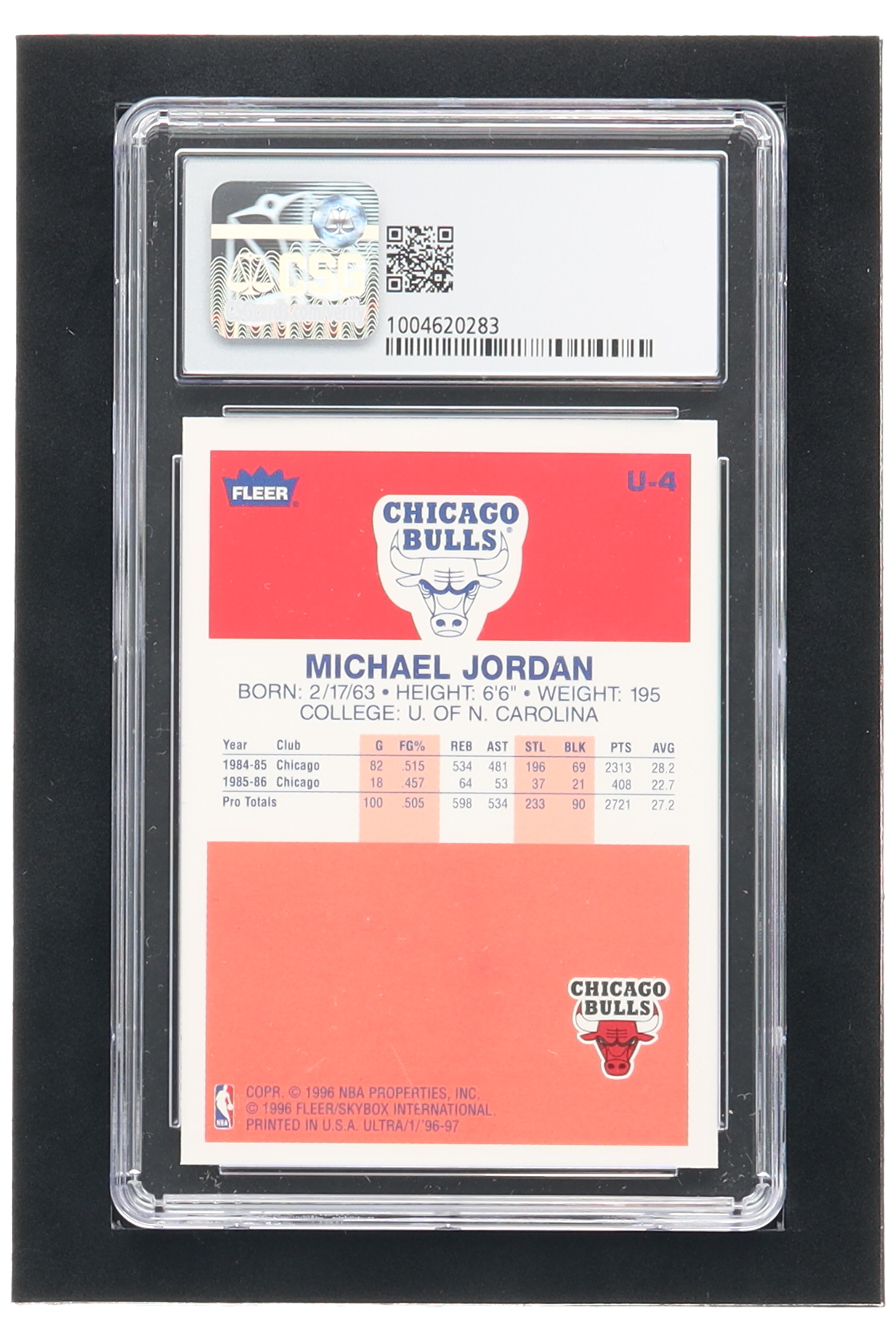 Michael Jordan 1996-97 Ultra Decade of Excellence #U4 (CSG 9) at PristineAuction.com Michael Jordan 1996-97 Ultra Decade of Excellence #U4 (CSG 9) at PristineAuction.com