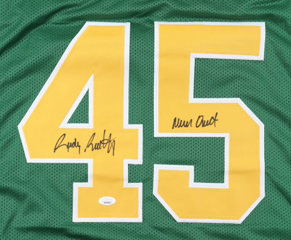 Rudy Ruettiger Signed Jersey Inscribed "Never Quit" (JSA) at PristineAuction.com Rudy Ruettiger Signed Jersey Inscribed "Never Quit" (JSA) at PristineAuction.com