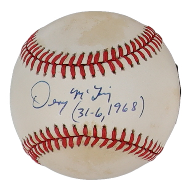 Denny McLain Signed OAL Baseball Inscribed "31-6, 1968" (Beckett) at PristineAuction.com Denny McLain Signed OAL Baseball Inscribed "31-6, 1968" (Beckett) at PristineAuction.com