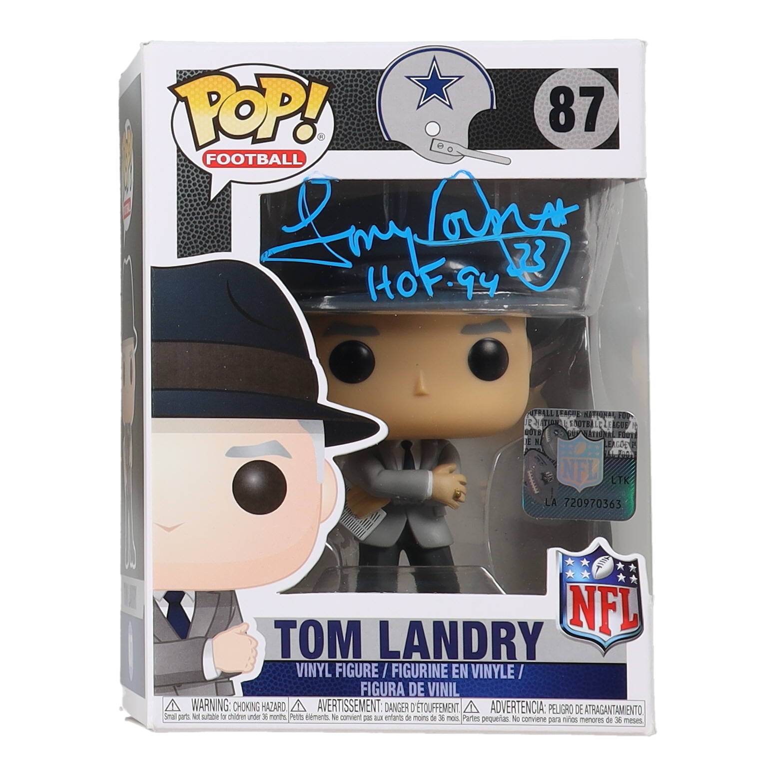 Tony Dorsett Signed Cowboys #87 Tom Landry Funko Pop! Vinyl Figure Inscribed "HOF 94" (Beckett) at PristineAuction.com Tony Dorsett Signed Cowboys #87 Tom Landry Funko Pop! Vinyl Figure Inscribed "HOF 94" (Beckett) at PristineAuction.com