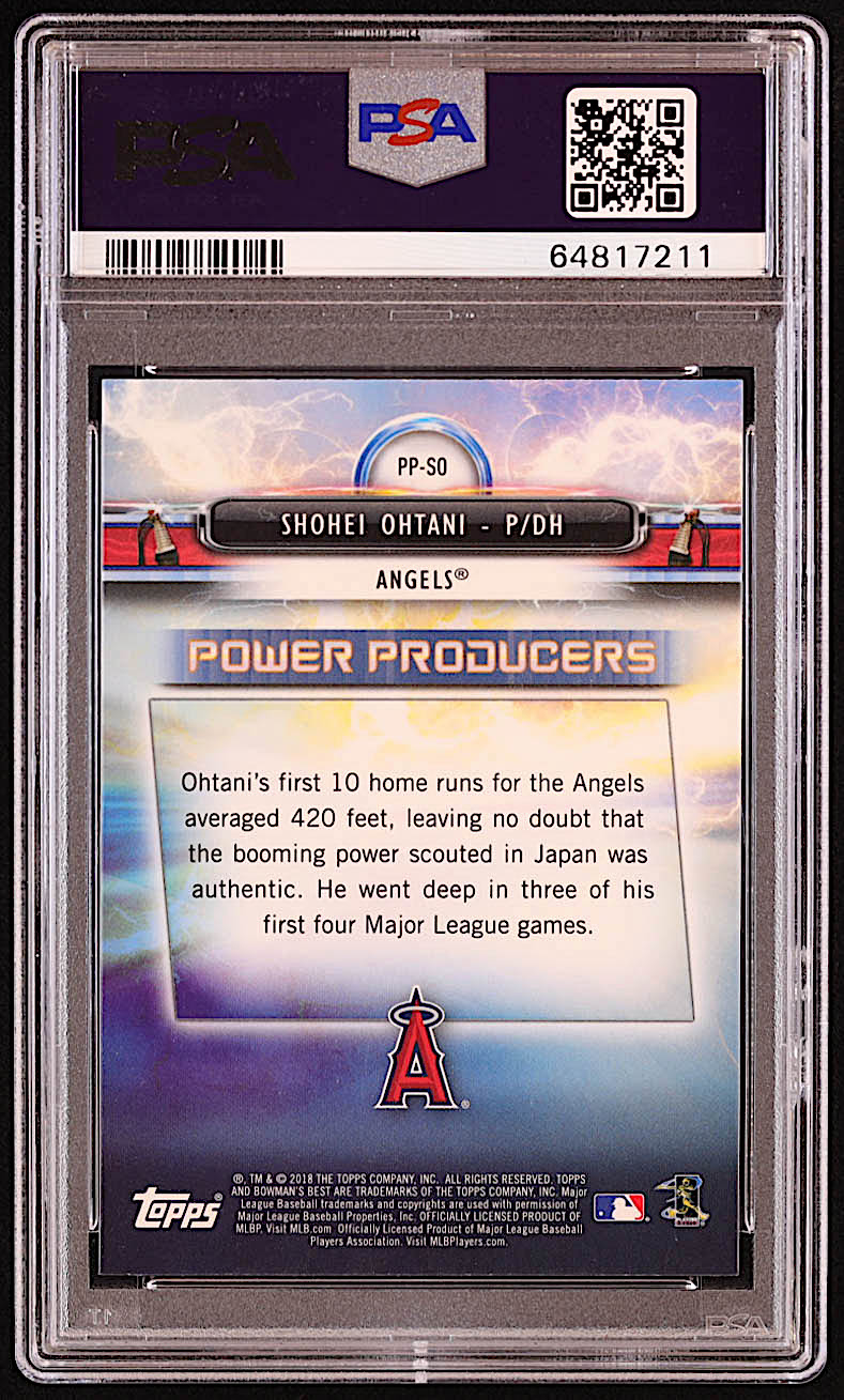 Shohei Ohtani 2018 Bowman's Best Power Producers Refractors #PPSO RC (PSA 10) at PristineAuction.com Shohei Ohtani 2018 Bowman's Best Power Producers Refractors #PPSO RC (PSA 10) at PristineAuction.com