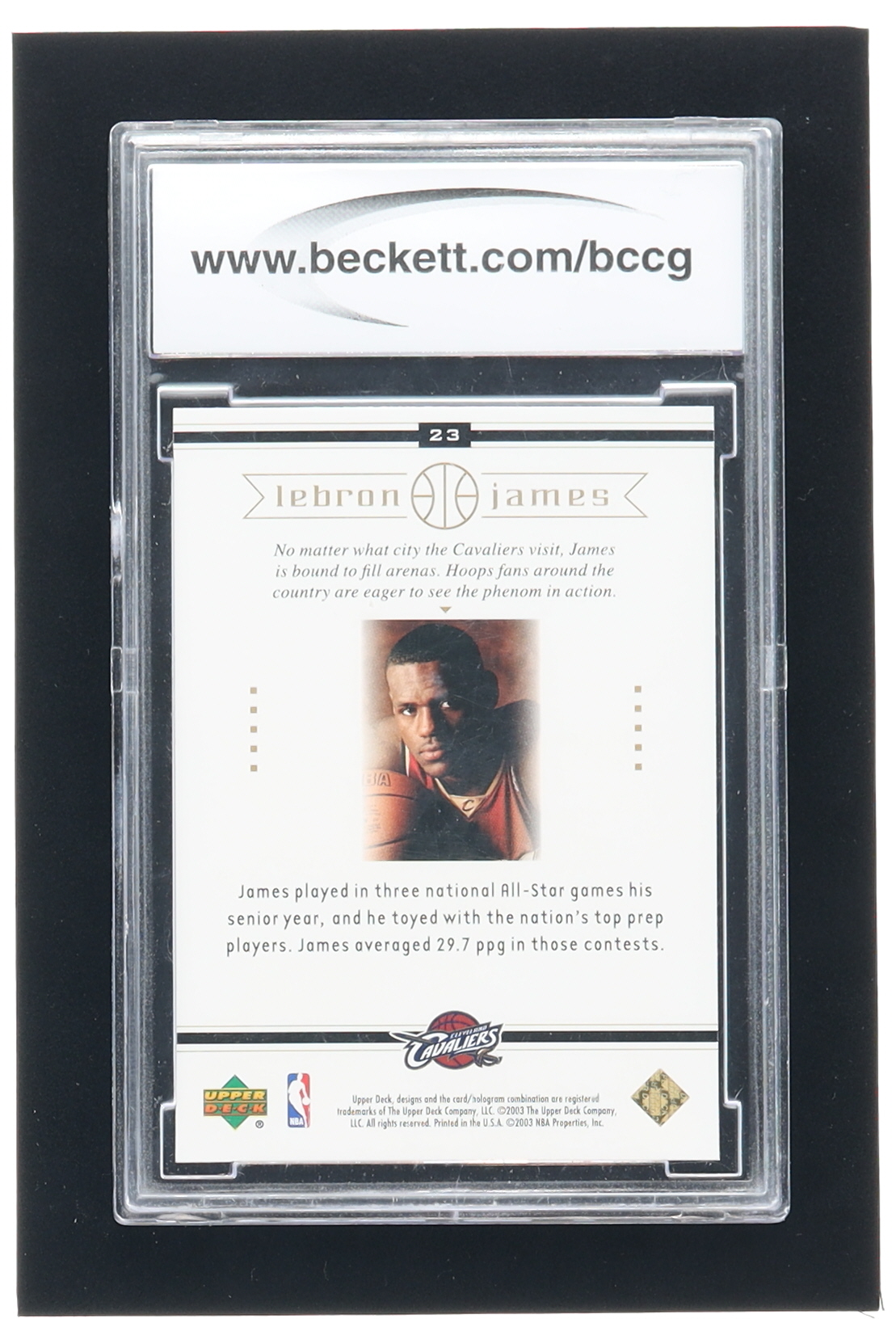 LeBron James 2003 Upper Deck LeBron James Box Set #23 From Coast to Coast RC (BCCG 10) at PristineAuction.com LeBron James 2003 Upper Deck LeBron James Box Set #23 From Coast to Coast RC (BCCG 10) at PristineAuction.com