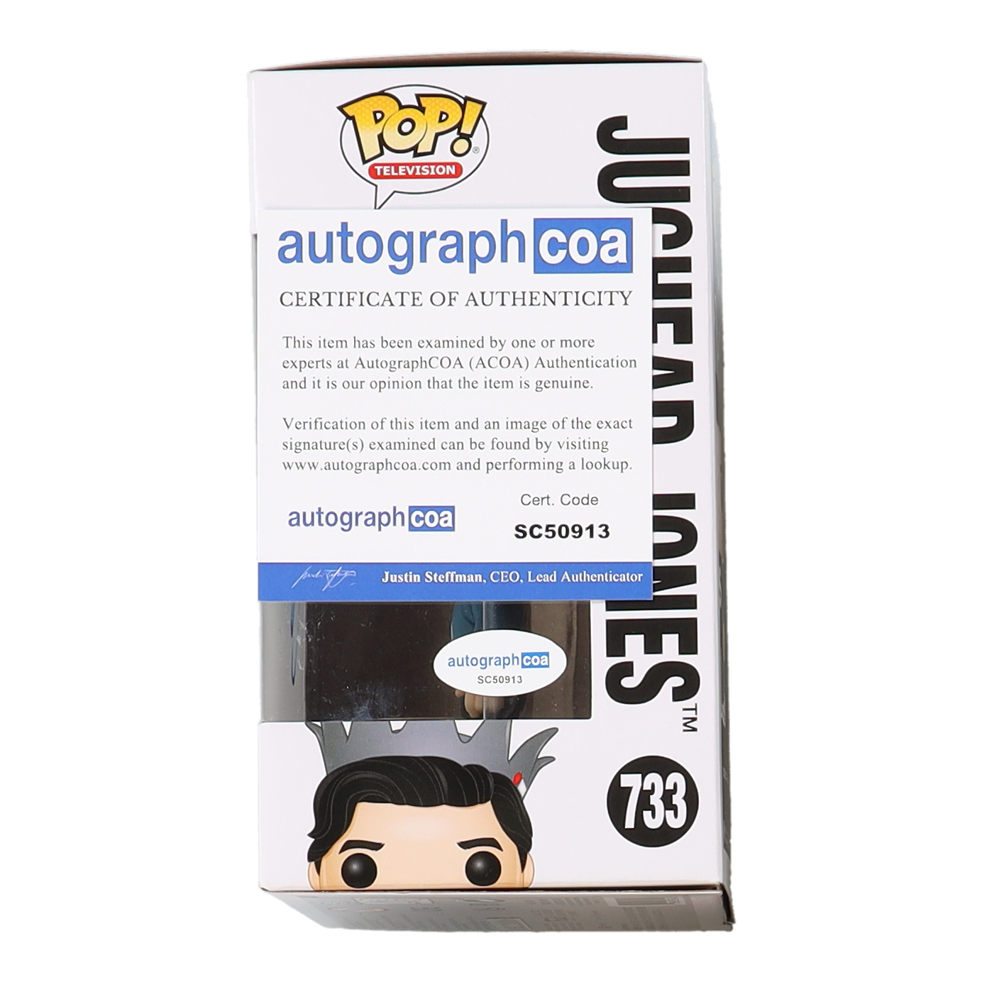 Cole Sprouse Signed "Riverdale" #733 Jughead Jones Funko Pop! Vinyl Figure (ACOA) at PristineAuction.com Cole Sprouse Signed "Riverdale" #733 Jughead Jones Funko Pop! Vinyl Figure (ACOA) at PristineAuction.com