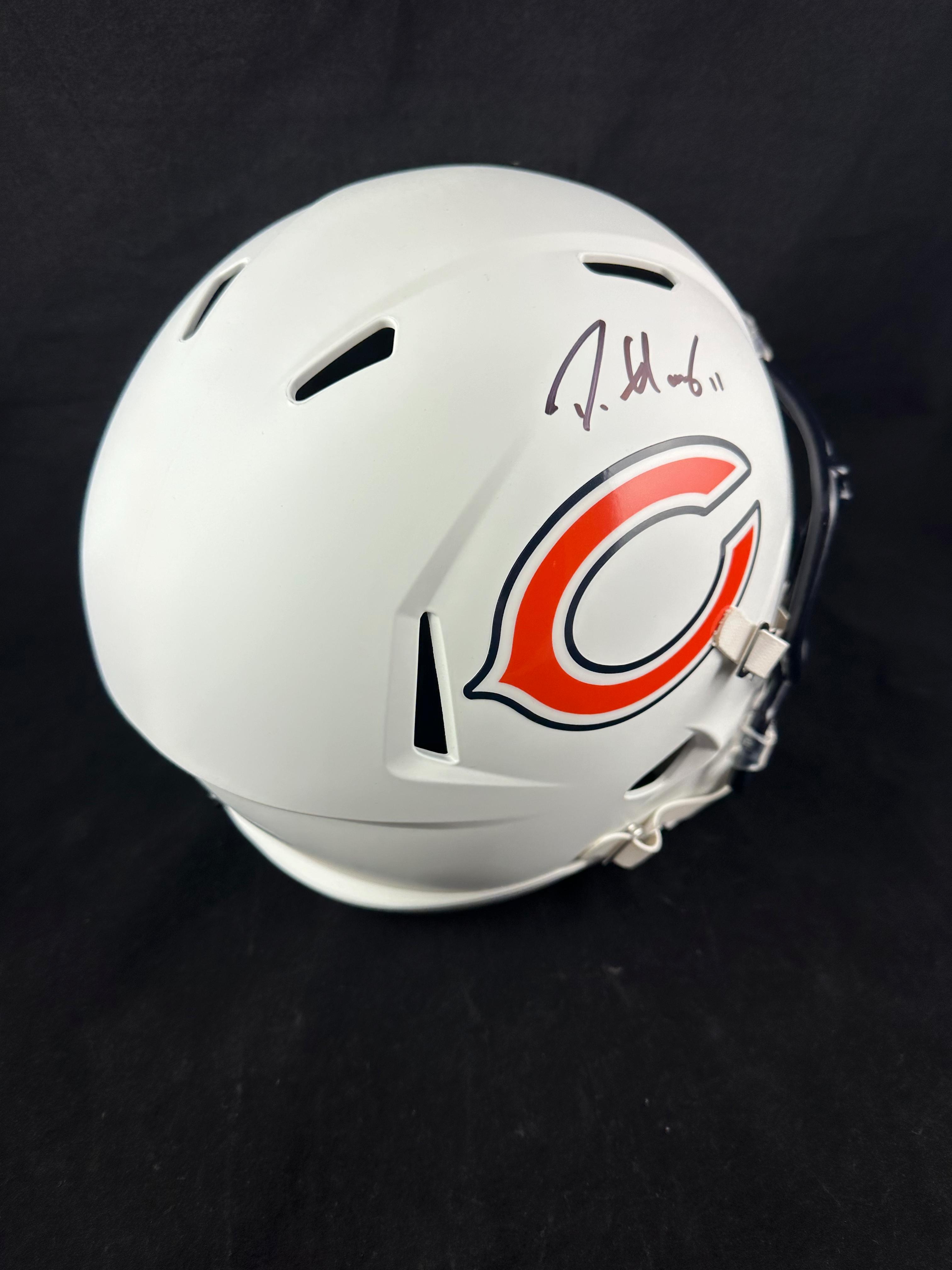 Darnell Mooney Signed Bears Full-SIze Flat White Alternate Speed Helmet (JSA) at PristineAuction.com Darnell Mooney Signed Bears Full-SIze Flat White Alternate Speed Helmet (JSA) at PristineAuction.com