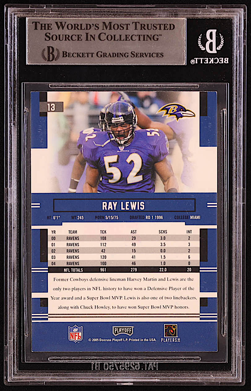Ray Lewis Signed 2005 Playoff Prestige #13 (BGS) at PristineAuction.com Ray Lewis Signed 2005 Playoff Prestige #13 (BGS) at PristineAuction.com