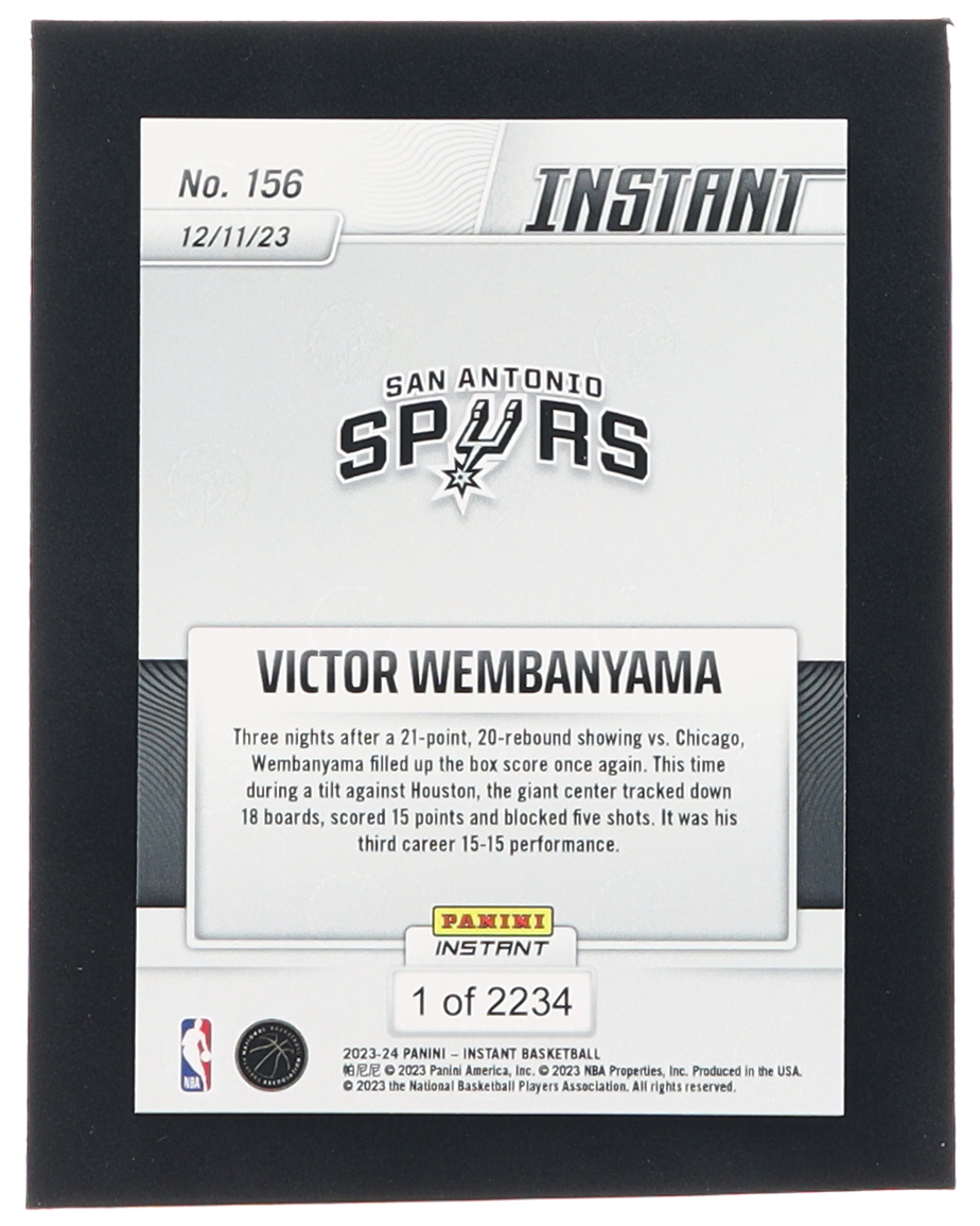 Victor Wembanyama 2023-24 Panini Instant #156 RC at PristineAuction.com Victor Wembanyama 2023-24 Panini Instant #156 RC at PristineAuction.com