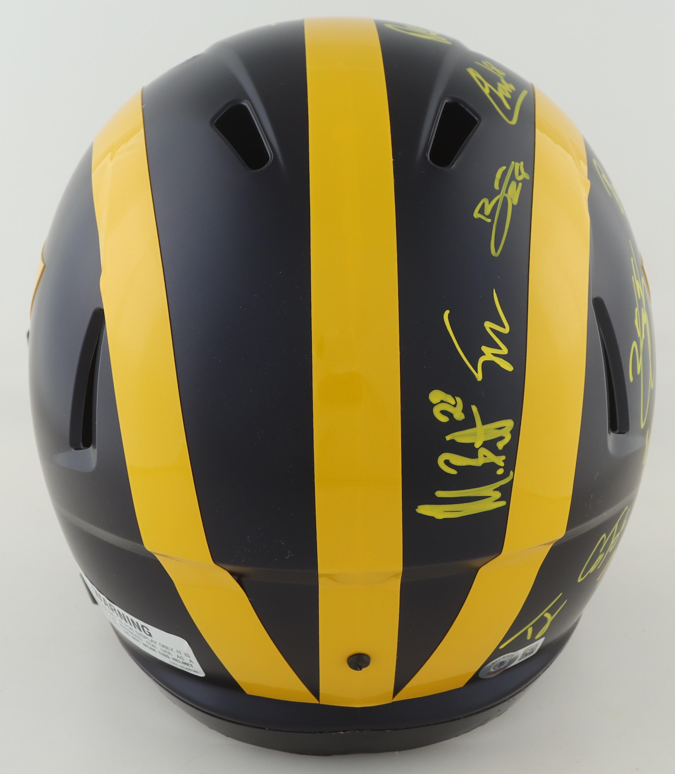 2023 Michigan Wolverines Full-Size Speed Helmet Team-Signed by (19) with J.J. McCarthy, Blake Corum, Roman Wilson, Colston Loveland (Beckett) at PristineAuction.com 2023 Michigan Wolverines Full-Size Speed Helmet Team-Signed by (19) with J.J. McCarthy, Blake Corum, Roman Wilson, Colston Loveland (Beckett) at PristineAuction.com