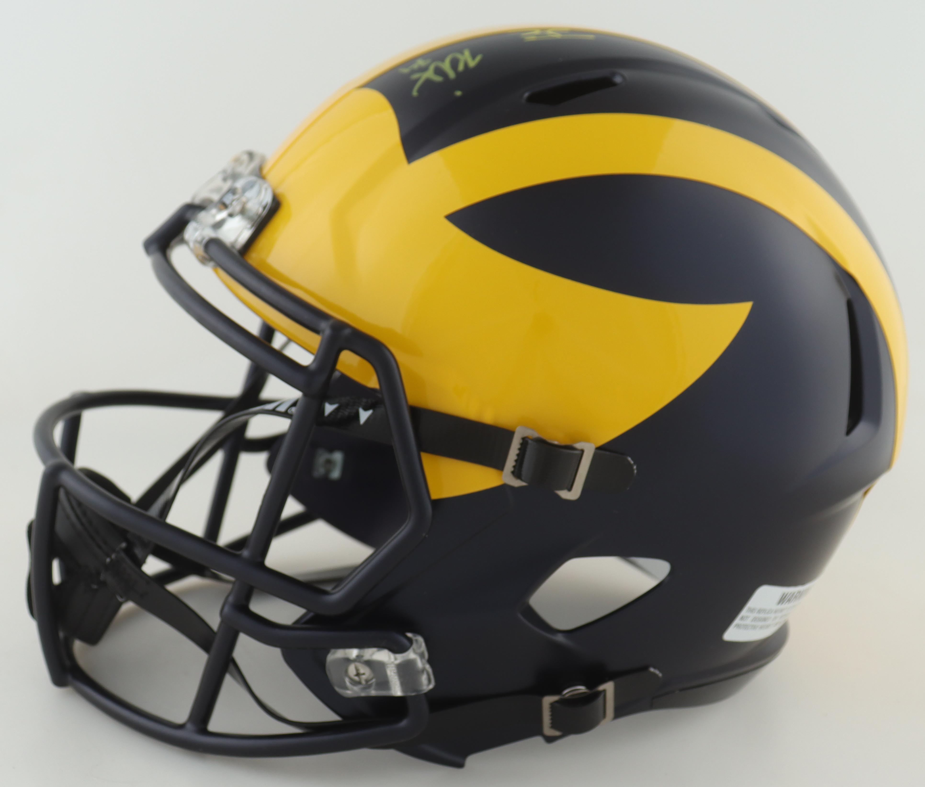 2023 Michigan Wolverines Full-Size Speed Helmet Team-Signed by (19) with J.J. McCarthy, Blake Corum, Roman Wilson, Colston Loveland (Beckett) at PristineAuction.com 2023 Michigan Wolverines Full-Size Speed Helmet Team-Signed by (19) with J.J. McCarthy, Blake Corum, Roman Wilson, Colston Loveland (Beckett) at PristineAuction.com