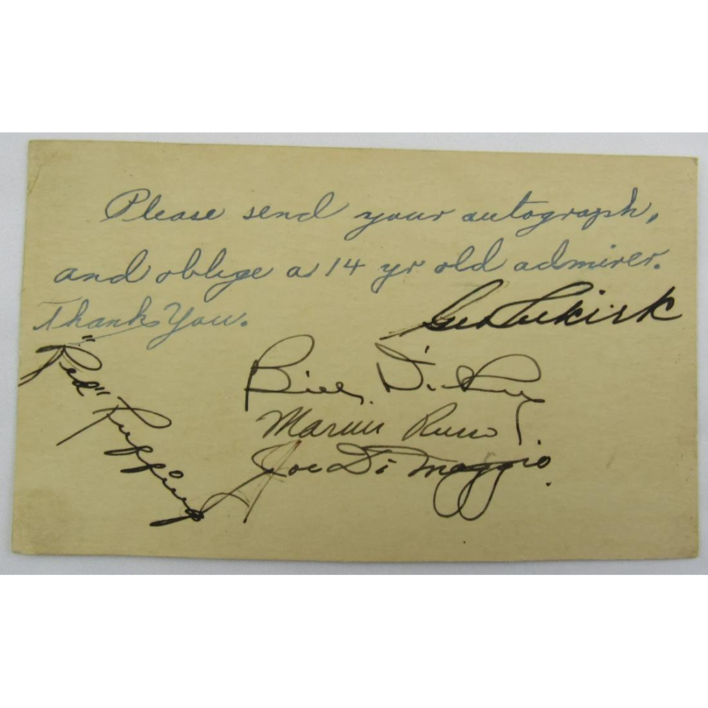 Yankees Hall of Famers & Greats Index Card Signed By (5) with Joe ...