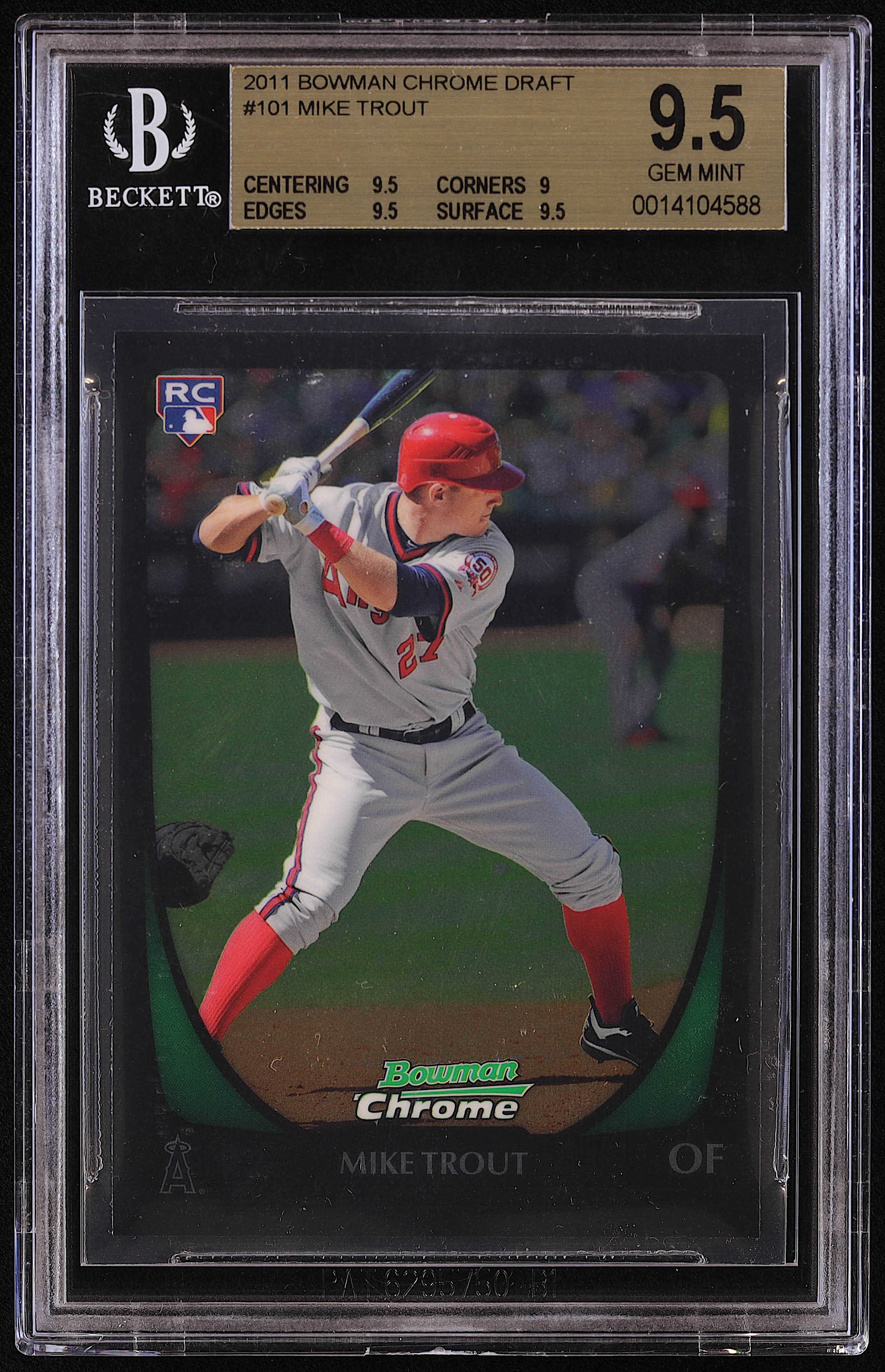 Mike Trout 2011 Bowman Chrome Draft #101 RC (BGS 9.5) at PristineAuction.com Mike Trout 2011 Bowman Chrome Draft #101 RC (BGS 9.5) at PristineAuction.com