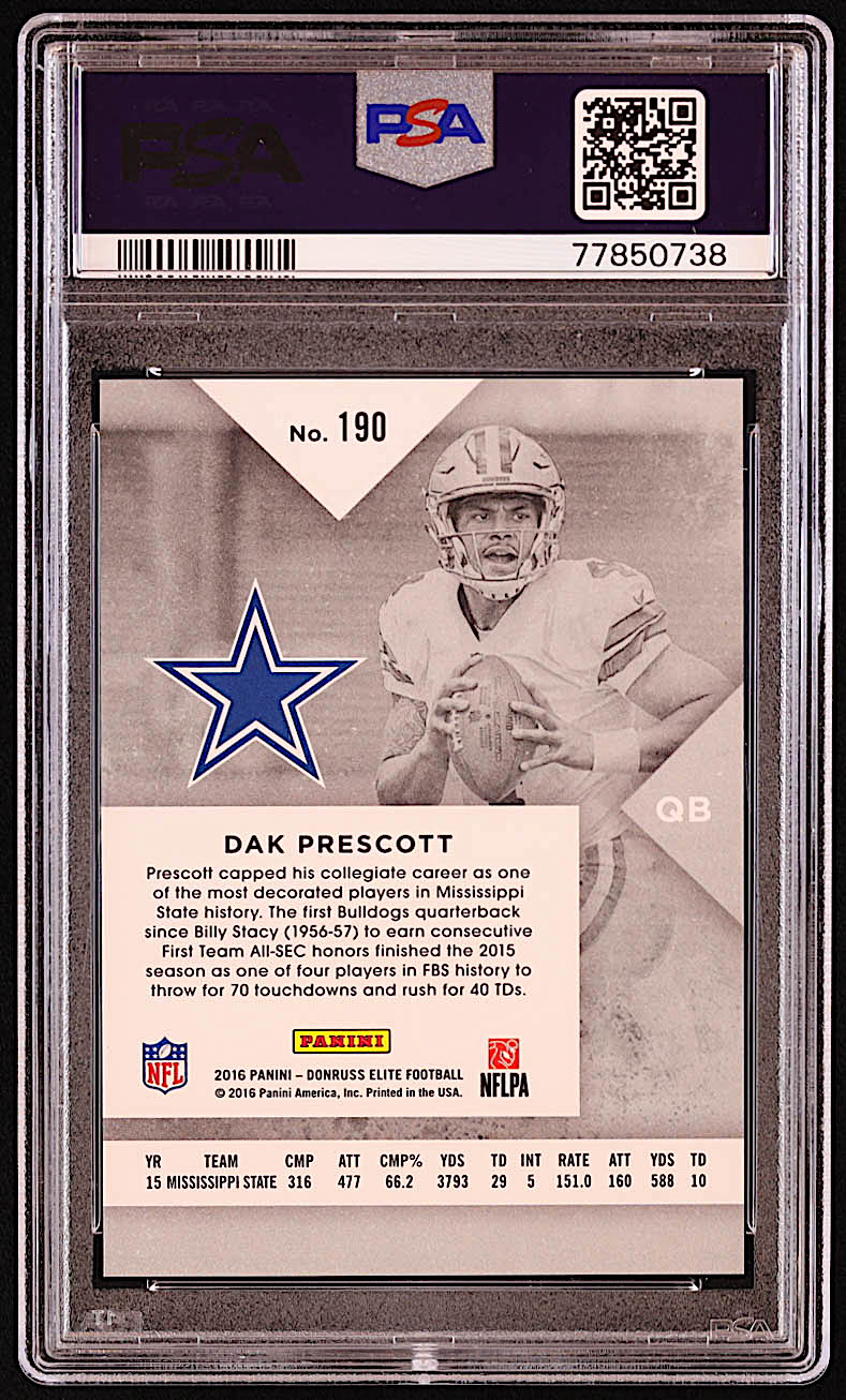 Dak Prescott 2016 Elite Retail Green #190 RC (PSA 10) at PristineAuction.com Dak Prescott 2016 Elite Retail Green #190 RC (PSA 10) at PristineAuction.com