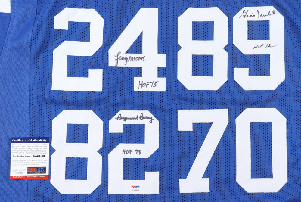 Lenny Moore, Raymond Berry & Gino Marchetti Jersey Signed with HOF Inscriptions (PSA) at PristineAuction.com Lenny Moore, Raymond Berry & Gino Marchetti Jersey Signed with HOF Inscriptions (PSA) at PristineAuction.com