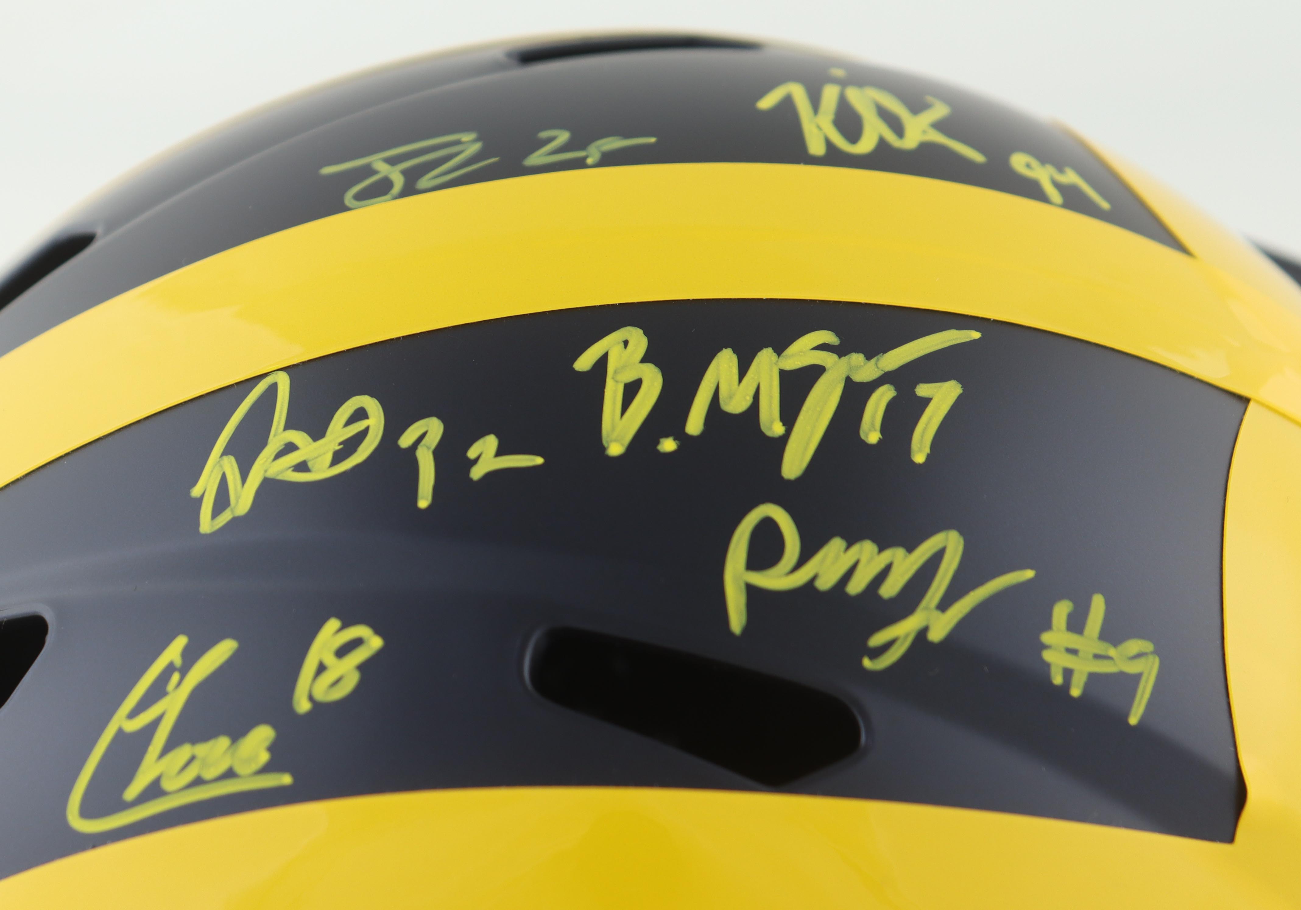 2023 Michigan Wolverines Full-Size Speed Helmet Team-Signed by (19) with J.J. McCarthy, Blake Corum, Roman Wilson, Colston Loveland (Beckett) at PristineAuction.com 2023 Michigan Wolverines Full-Size Speed Helmet Team-Signed by (19) with J.J. McCarthy, Blake Corum, Roman Wilson, Colston Loveland (Beckett) at PristineAuction.com