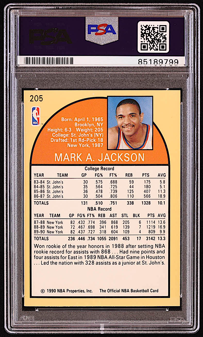 Mark Jackson Signed Sticker On 1990-91 Hoops #205 / Menendez Brothers in Background Inscribed "God Bless" (PSA) at PristineAuction.com Mark Jackson Signed Sticker On 1990-91 Hoops #205 / Menendez Brothers in Background Inscribed "God Bless" (PSA) at PristineAuction.com