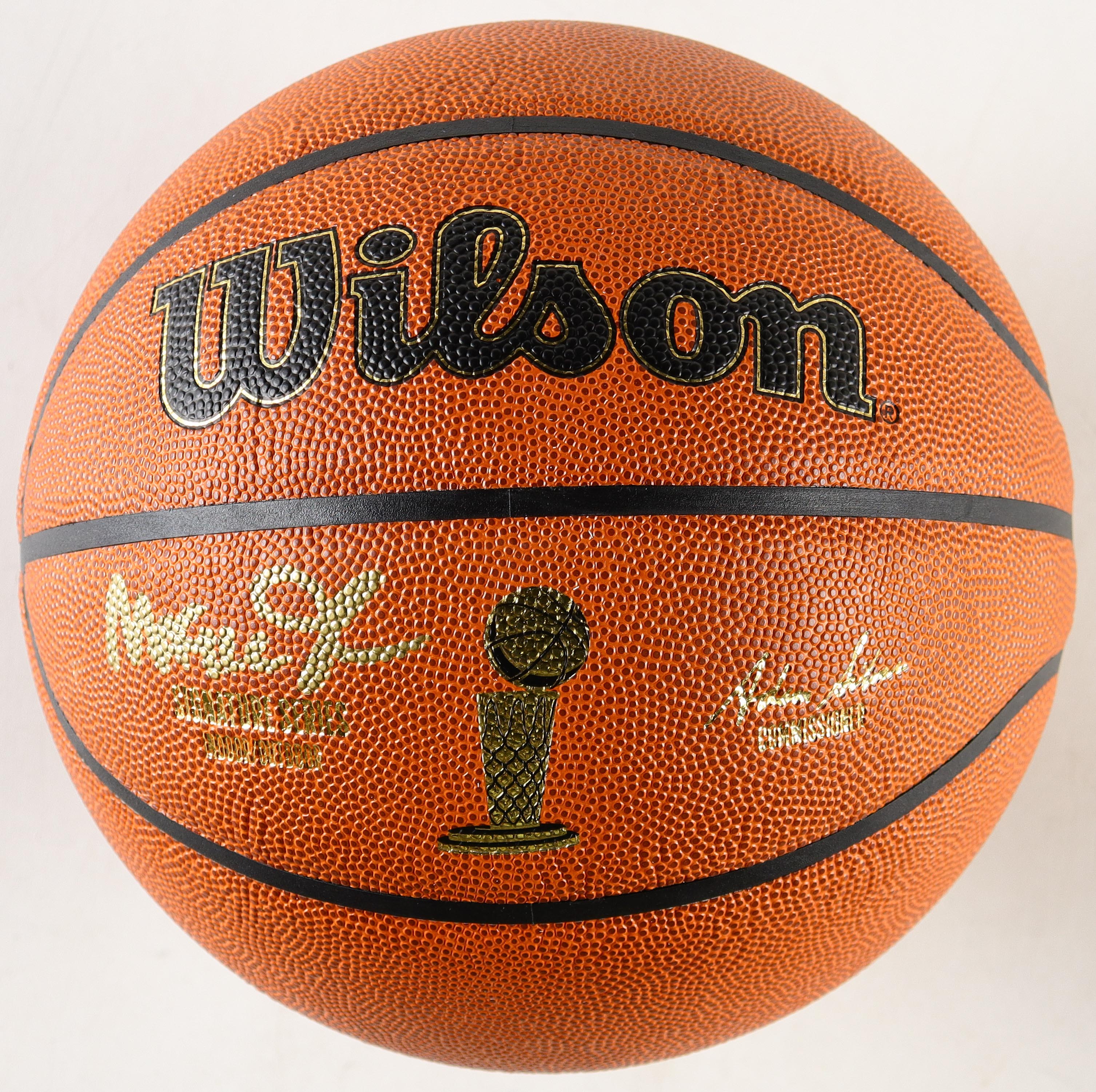 Magic Johnson Signed NBA Signature Series Basketball With Wooden Display Stand (Beckett) at PristineAuction.com Magic Johnson Signed NBA Signature Series Basketball With Wooden Display Stand (Beckett) at PristineAuction.com