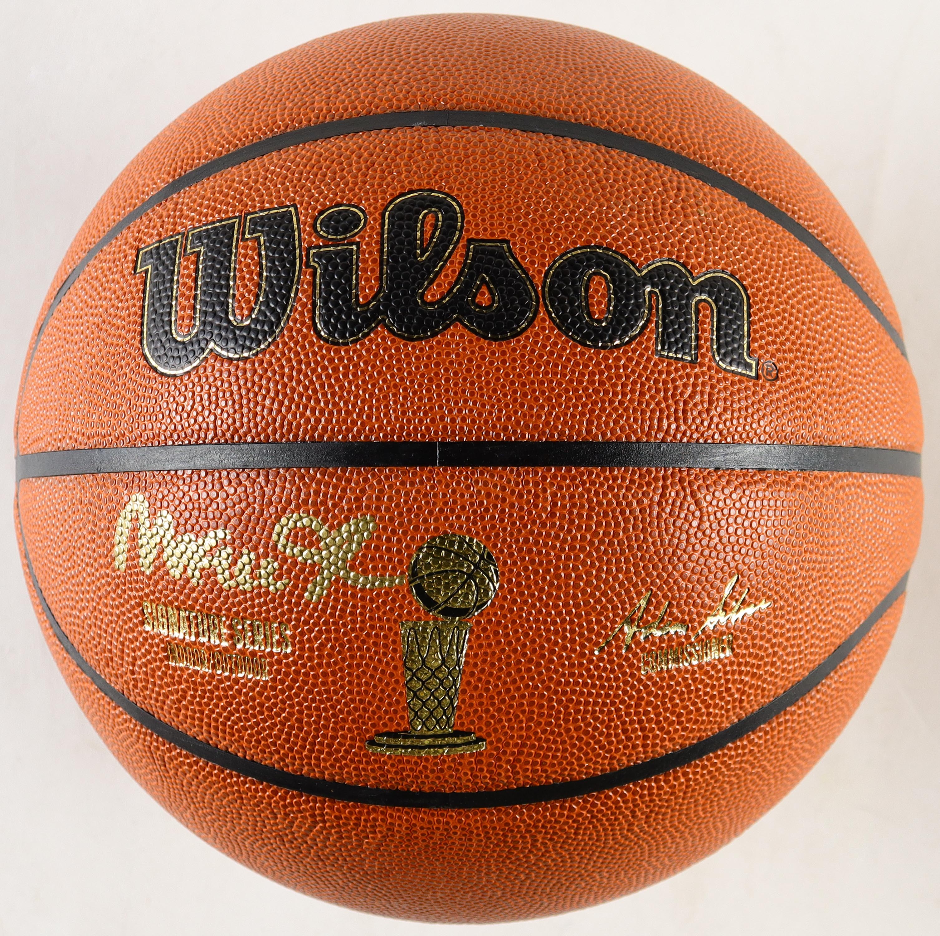 Magic Johnson Signed NBA Signature Series Basketball With Wooden Display Stand (Beckett) at PristineAuction.com Magic Johnson Signed NBA Signature Series Basketball With Wooden Display Stand (Beckett) at PristineAuction.com