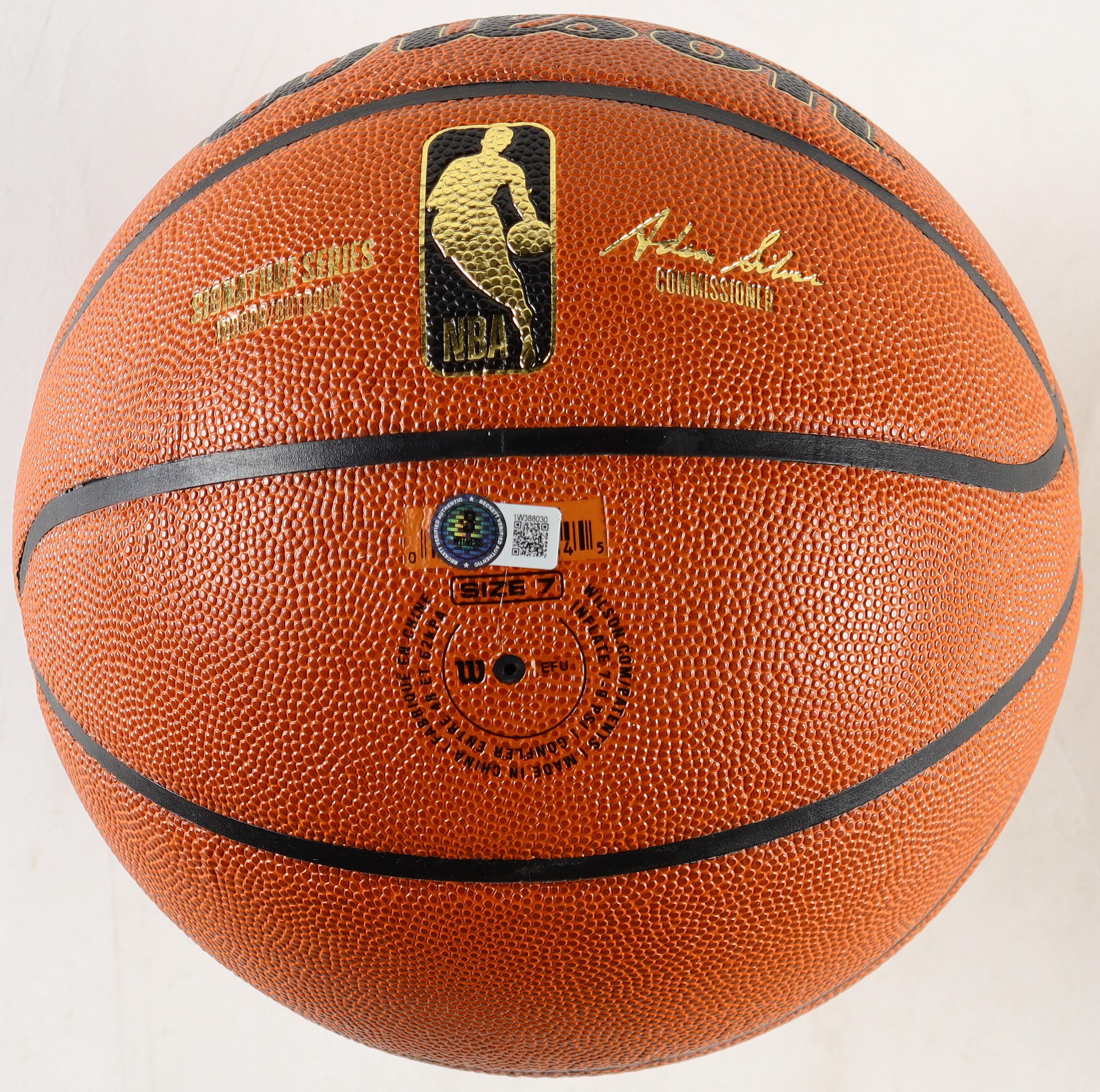 Magic Johnson Signed NBA Signature Series Basketball With Wooden Display Stand (Beckett) at PristineAuction.com Magic Johnson Signed NBA Signature Series Basketball With Wooden Display Stand (Beckett) at PristineAuction.com