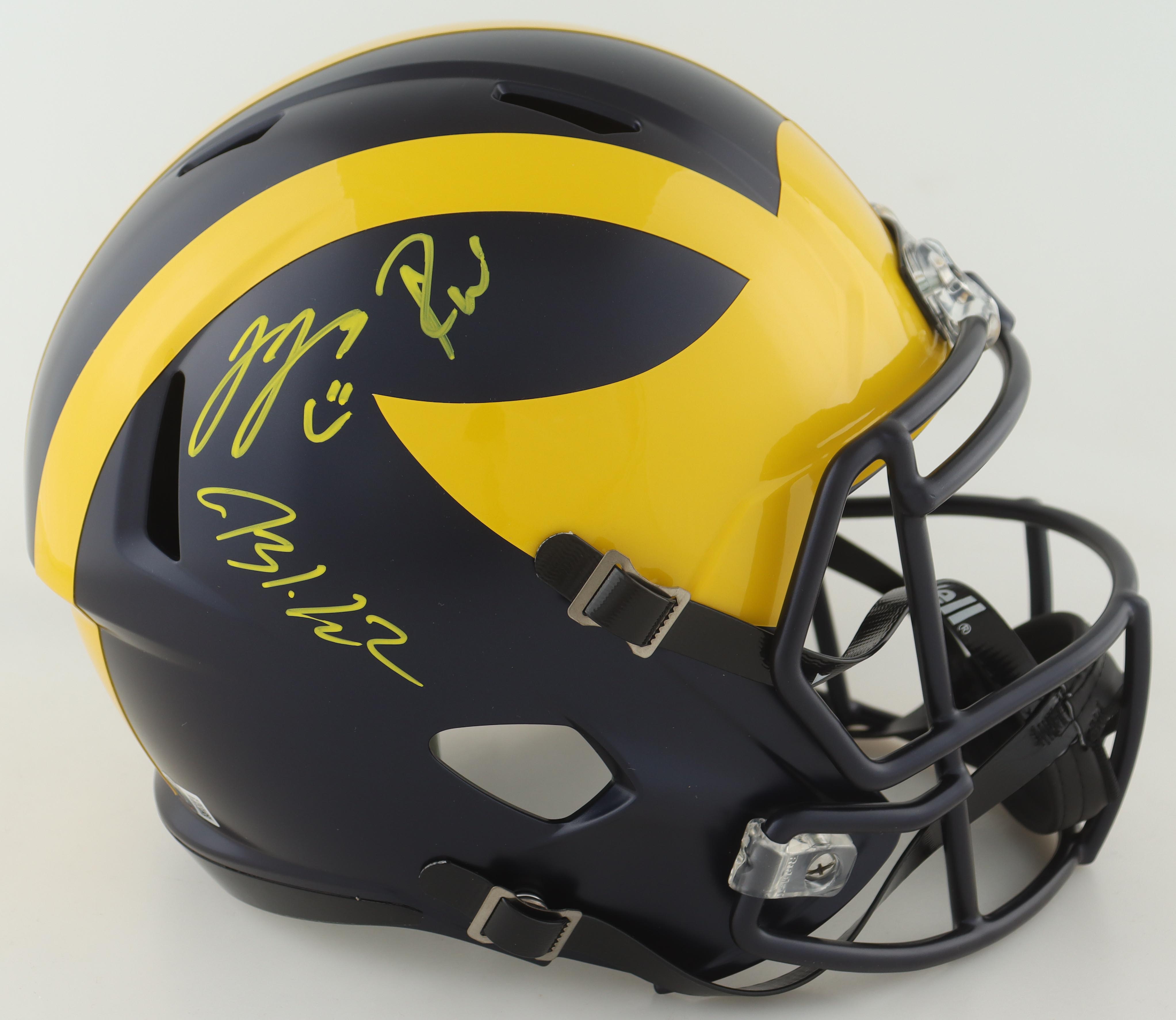 Roman Wilson, Blake Corum & J.J. McCarthy Signed Michigan Wolverines Full-Size Speed Helmet (Beckett) at PristineAuction.com Roman Wilson, Blake Corum & J.J. McCarthy Signed Michigan Wolverines Full-Size Speed Helmet (Beckett) at PristineAuction.com