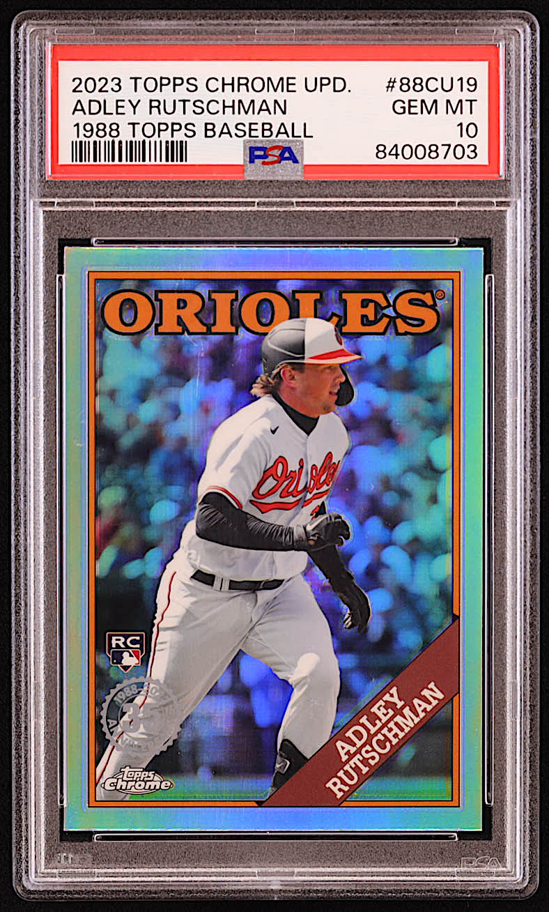 Adley Rutschman 2023 Topps Chrome Update '88 Topps #88CU19 RC (PSA 10) at PristineAuction.com Adley Rutschman 2023 Topps Chrome Update '88 Topps #88CU19 RC (PSA 10) at PristineAuction.com