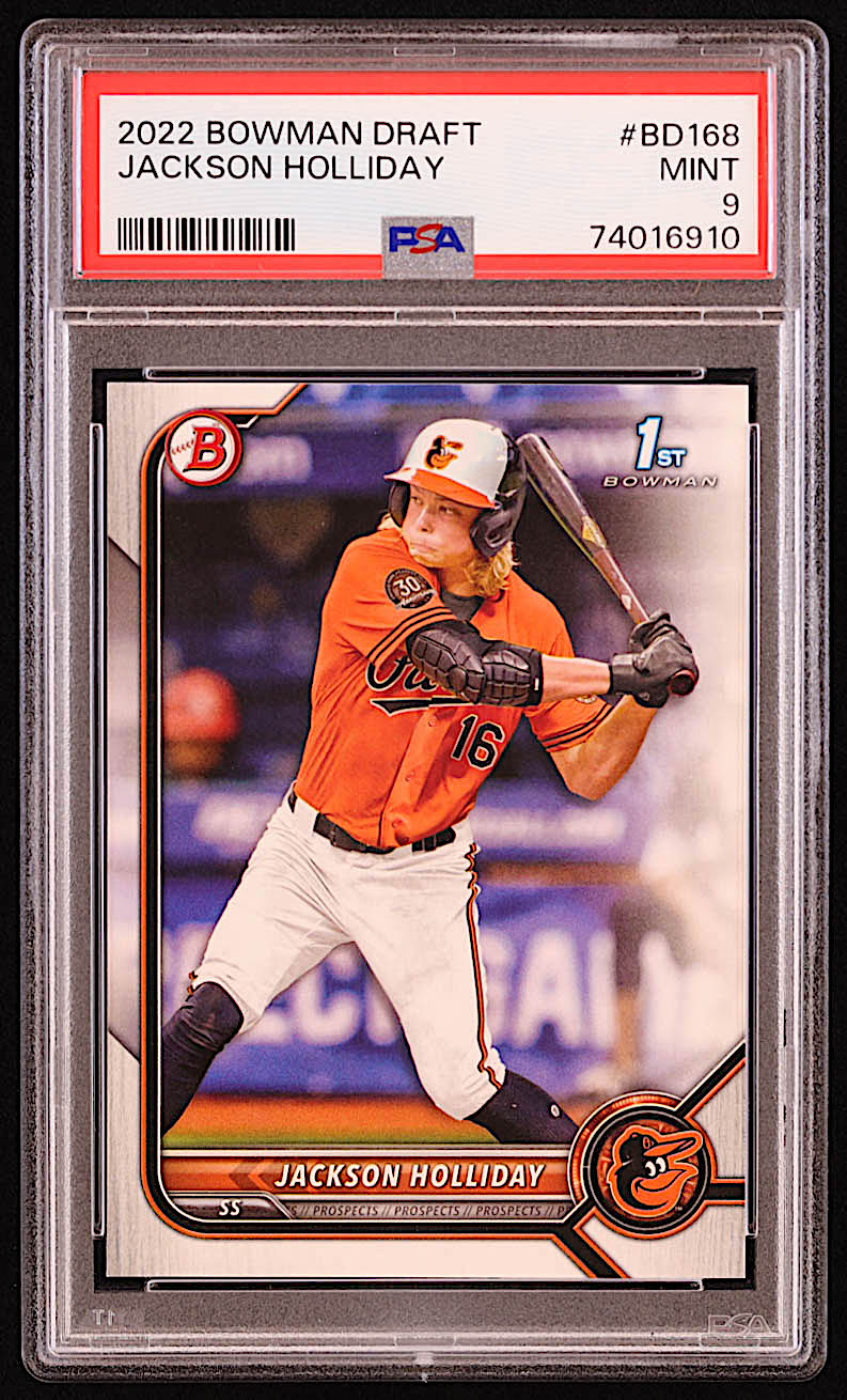 Jackson Holliday 2022 Bowman Draft #BD168 RC (PSA 9) at PristineAuction.com Jackson Holliday 2022 Bowman Draft #BD168 RC (PSA 9) at PristineAuction.com