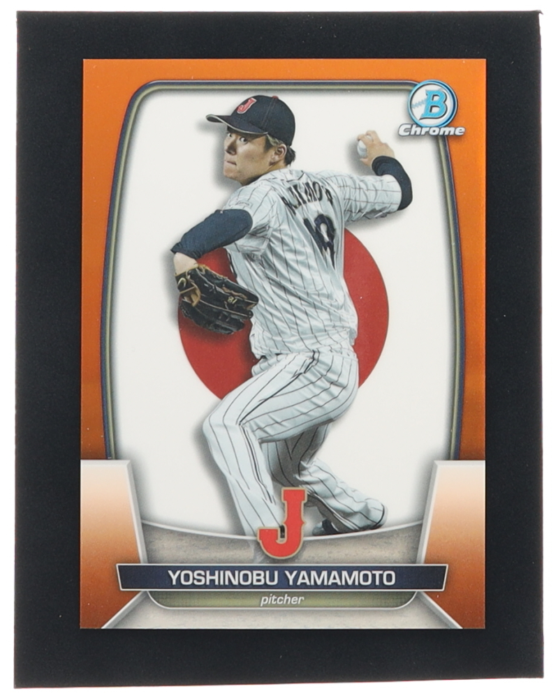 Yoshinobu Yamamoto 2023 Bowman Chrome WBC Flag Orange Refractors WBC51