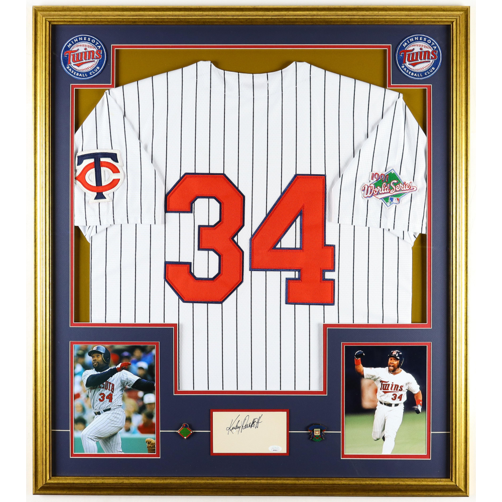 Kirby Puckett Signed Twins Custom Framed Cut Display with Jersey