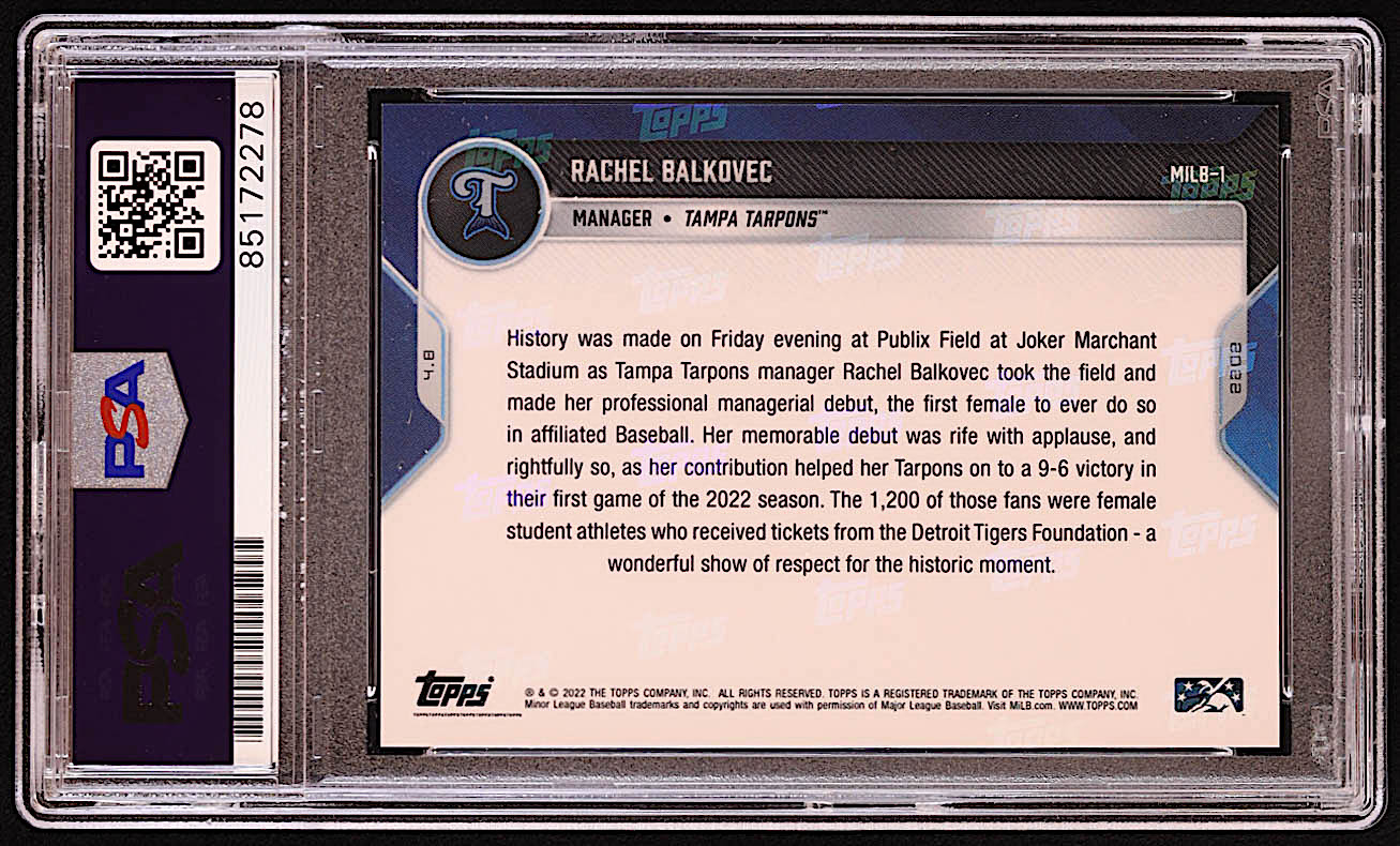 Rachel Balkovec Signed 2022 Topps Now MiLB #1 (PSA) at PristineAuction.com Rachel Balkovec Signed 2022 Topps Now MiLB #1 (PSA) at PristineAuction.com