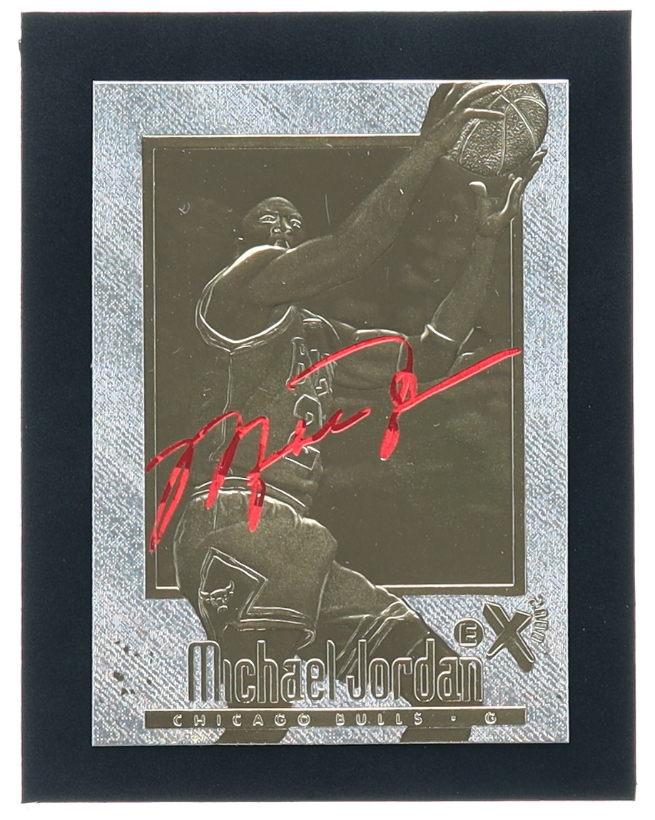 Michael Jordan 1997 SkyBox EX-2000 Red Signature Holographic 23Kt Gold Card #15950 at PristineAuction.com Michael Jordan 1997 SkyBox EX-2000 Red Signature Holographic 23Kt Gold Card #15950 at PristineAuction.com