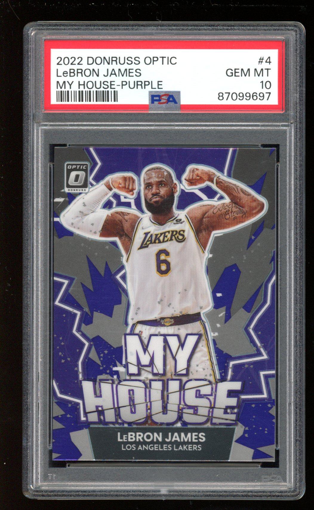 LeBron James 2022-23 Donruss Optic My House Purple #4 (PSA 10) at PristineAuction.com LeBron James 2022-23 Donruss Optic My House Purple #4 (PSA 10) at PristineAuction.com