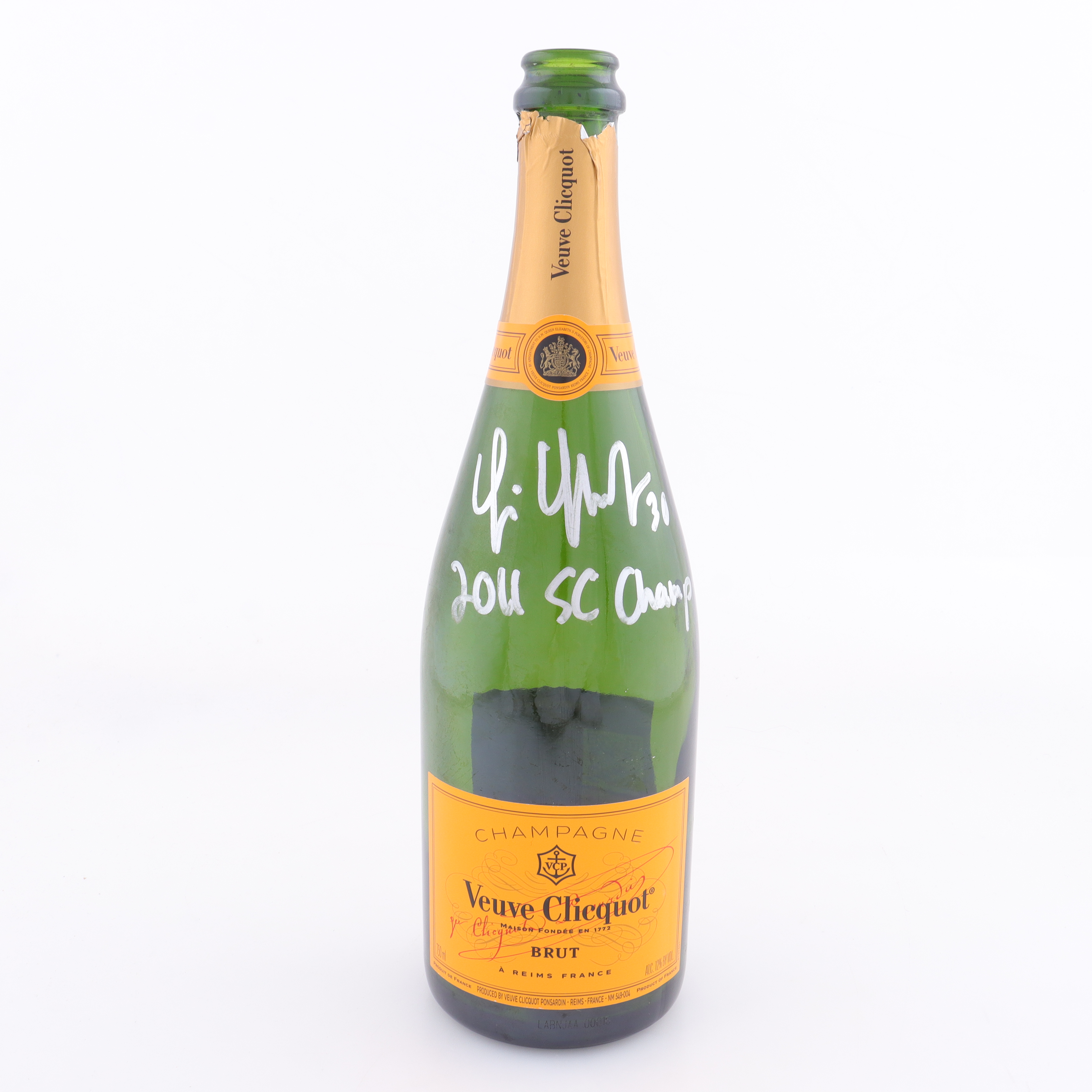 Tim Thomas Signed Veuve Clicquot Champagne Bottle Inscribed "2011 SC Champ" (YSMS) at PristineAuction.com Tim Thomas Signed Veuve Clicquot Champagne Bottle Inscribed "2011 SC Champ" (YSMS) at PristineAuction.com