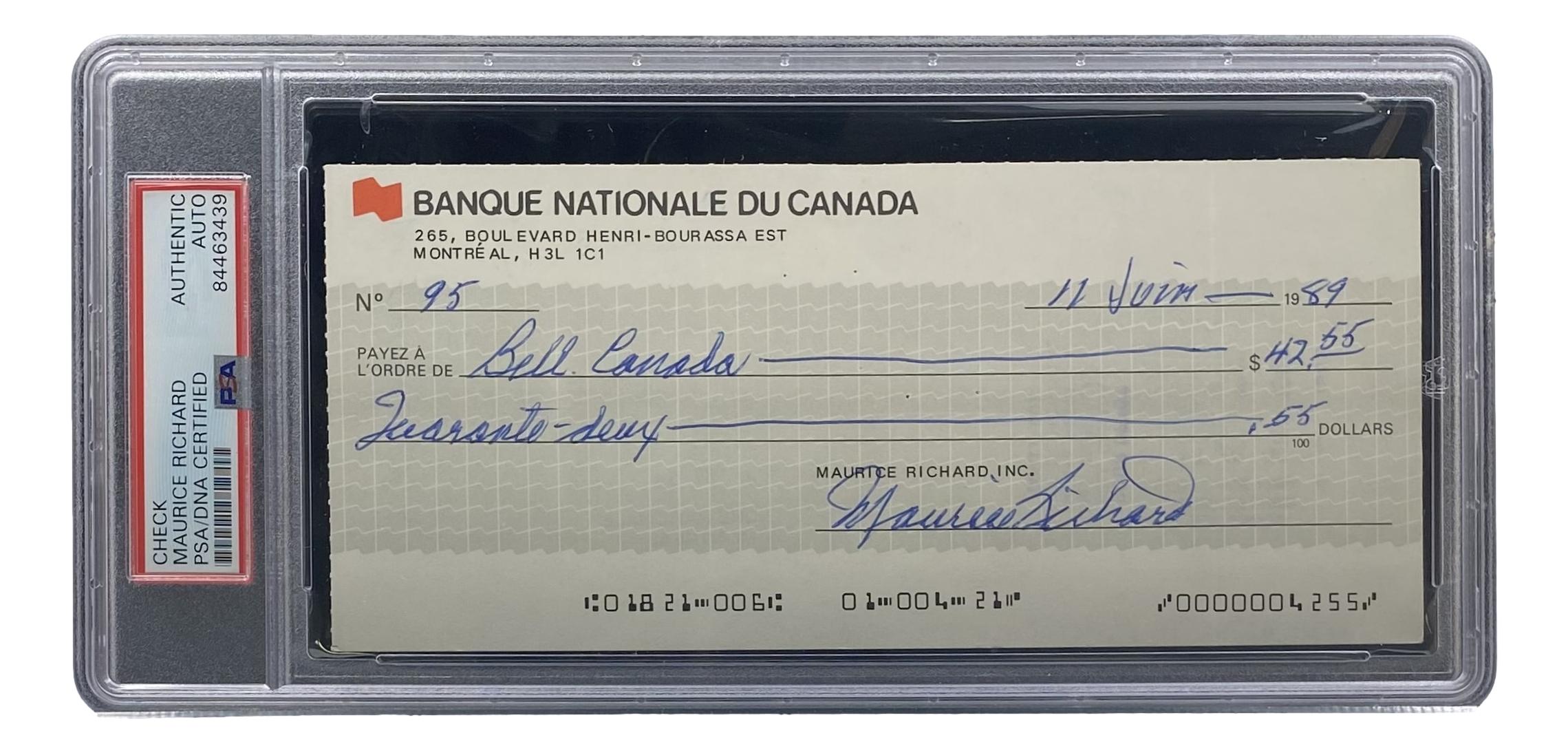 Maurice Richard Signed 1989 Personal Bank Check (PSA) at PristineAuction.com Maurice Richard Signed 1989 Personal Bank Check (PSA) at PristineAuction.com