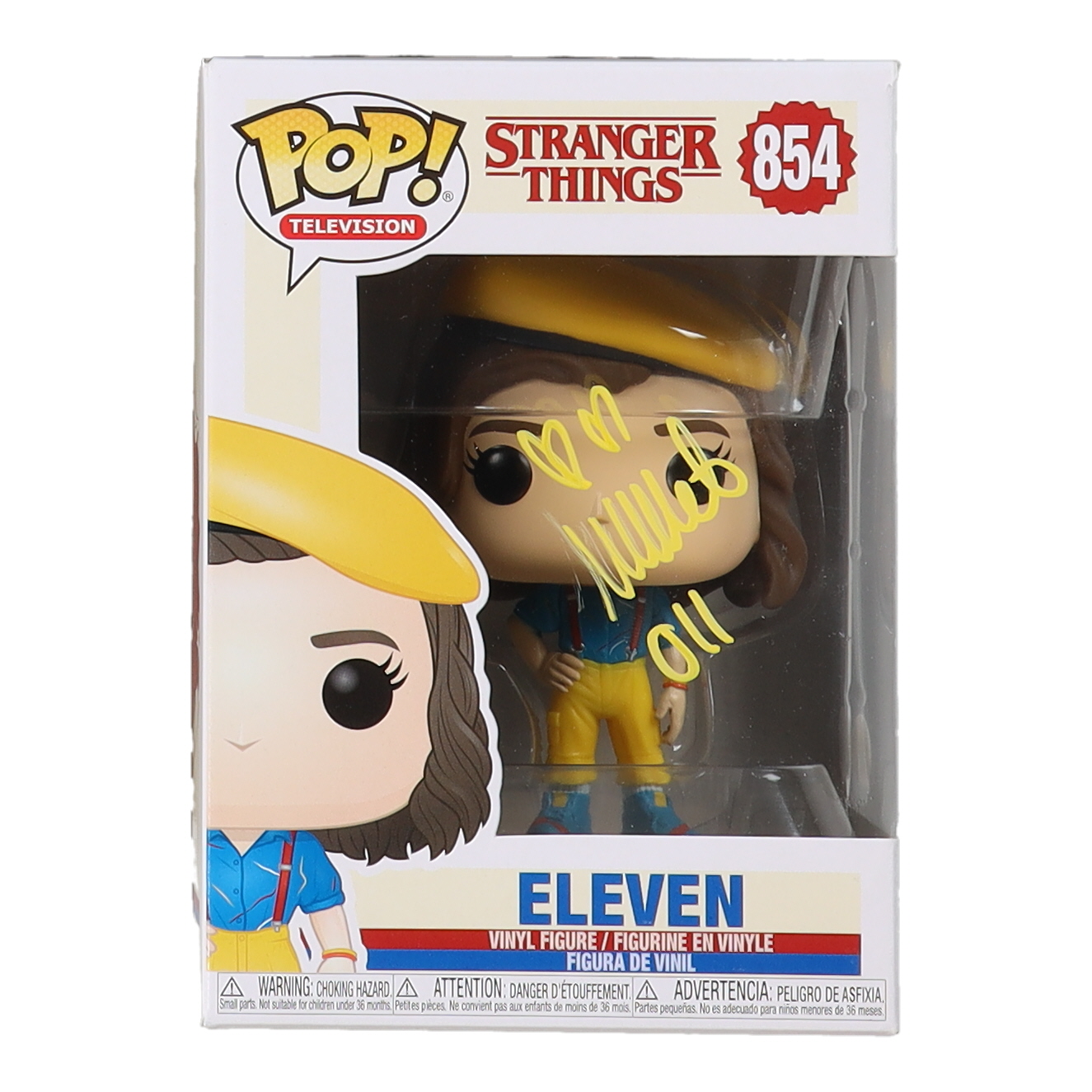 Millie Bobby Brown Signed "Stranger Things" #854 Eleven Funko Pop! Vinyl Figure Inscribed "011" (JSA) at PristineAuction.com Millie Bobby Brown Signed "Stranger Things" #854 Eleven Funko Pop! Vinyl Figure Inscribed "011" (JSA) at PristineAuction.com