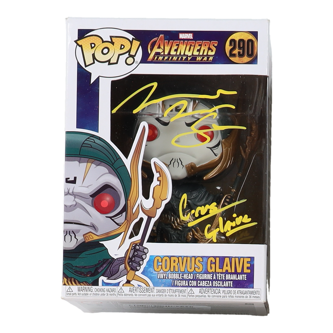 Michael James Shaw Signed "Avengers: Infinity War" #290 Corvus Glaive Funko Pop! Vinyl Figure Inscribed "Corvus Glaive" (Beckett) at PristineAuction.com Michael James Shaw Signed "Avengers: Infinity War" #290 Corvus Glaive Funko Pop! Vinyl Figure Inscribed "Corvus Glaive" (Beckett) at PristineAuction.com