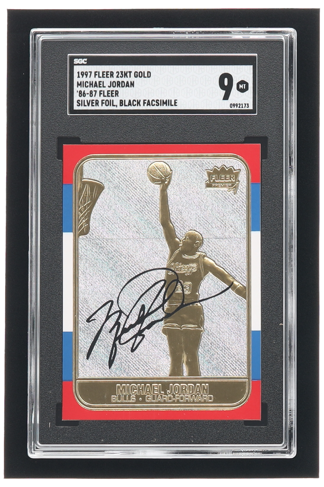 Michael Jordan 1997 Bleachers/Fleer Gold Holographic Foil #6 / 1986-87 (SGC 9) at PristineAuction.com Michael Jordan 1997 Bleachers/Fleer Gold Holographic Foil #6 / 1986-87 (SGC 9) at PristineAuction.com