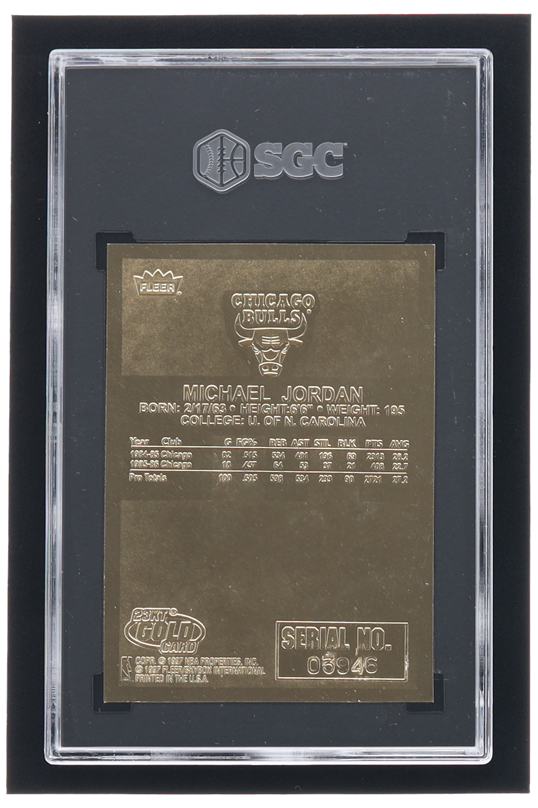 Michael Jordan 1997 Bleachers/Fleer Gold Holographic Foil #6 / 1986-87 (SGC 9) at PristineAuction.com Michael Jordan 1997 Bleachers/Fleer Gold Holographic Foil #6 / 1986-87 (SGC 9) at PristineAuction.com