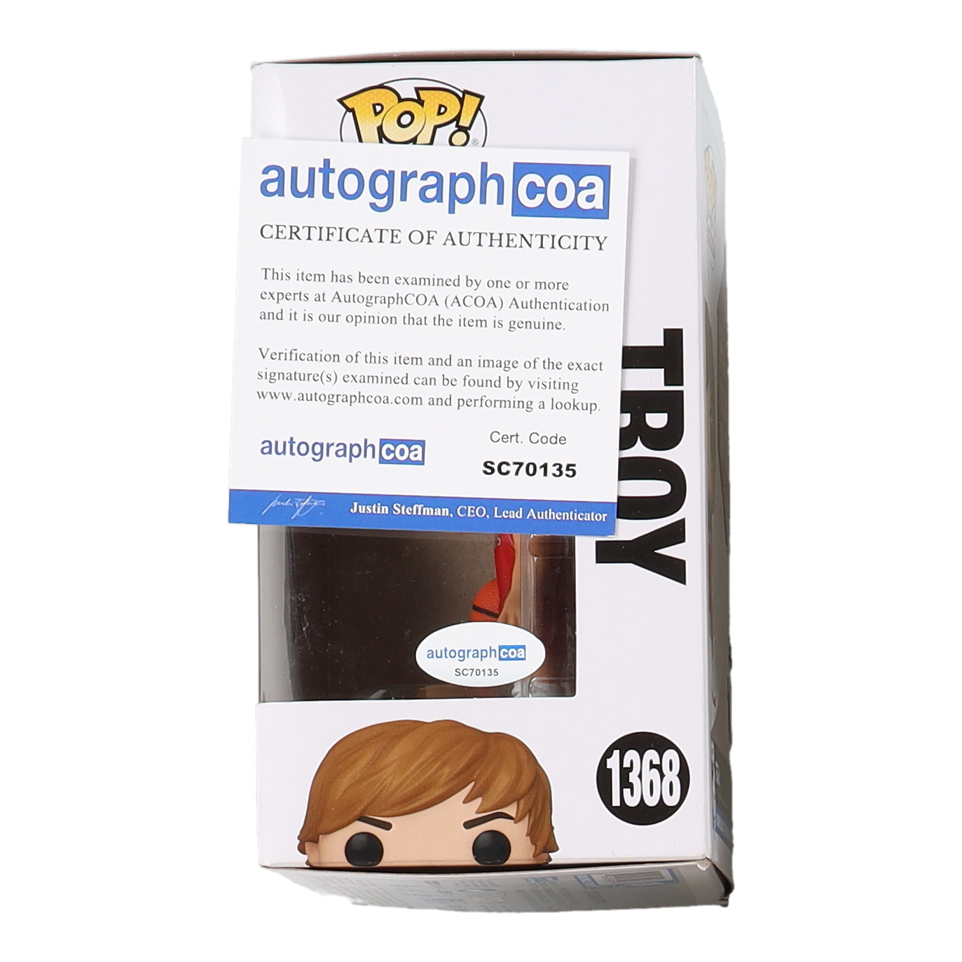 Zac Effron Signed "Disney 100" #1368 Troy Funko Pop! Vinyl Figure (ACOA) at PristineAuction.com Zac Effron Signed "Disney 100" #1368 Troy Funko Pop! Vinyl Figure (ACOA) at PristineAuction.com