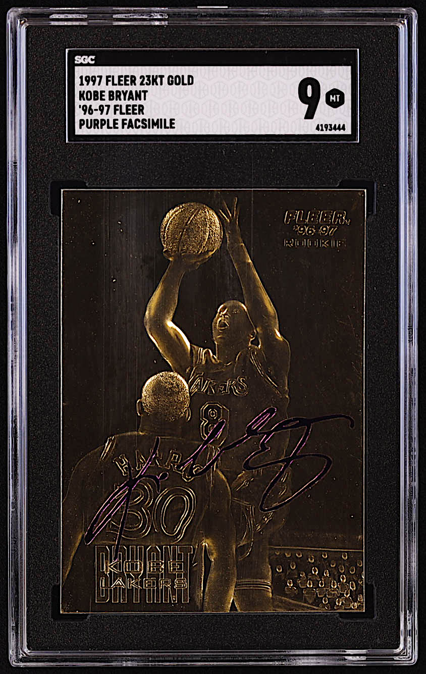 Kobe Bryant 1996-97 Fleer Purple Signature 23Kt Gold RC (SGC 9) at PristineAuction.com Kobe Bryant 1996-97 Fleer Purple Signature 23Kt Gold RC (SGC 9) at PristineAuction.com