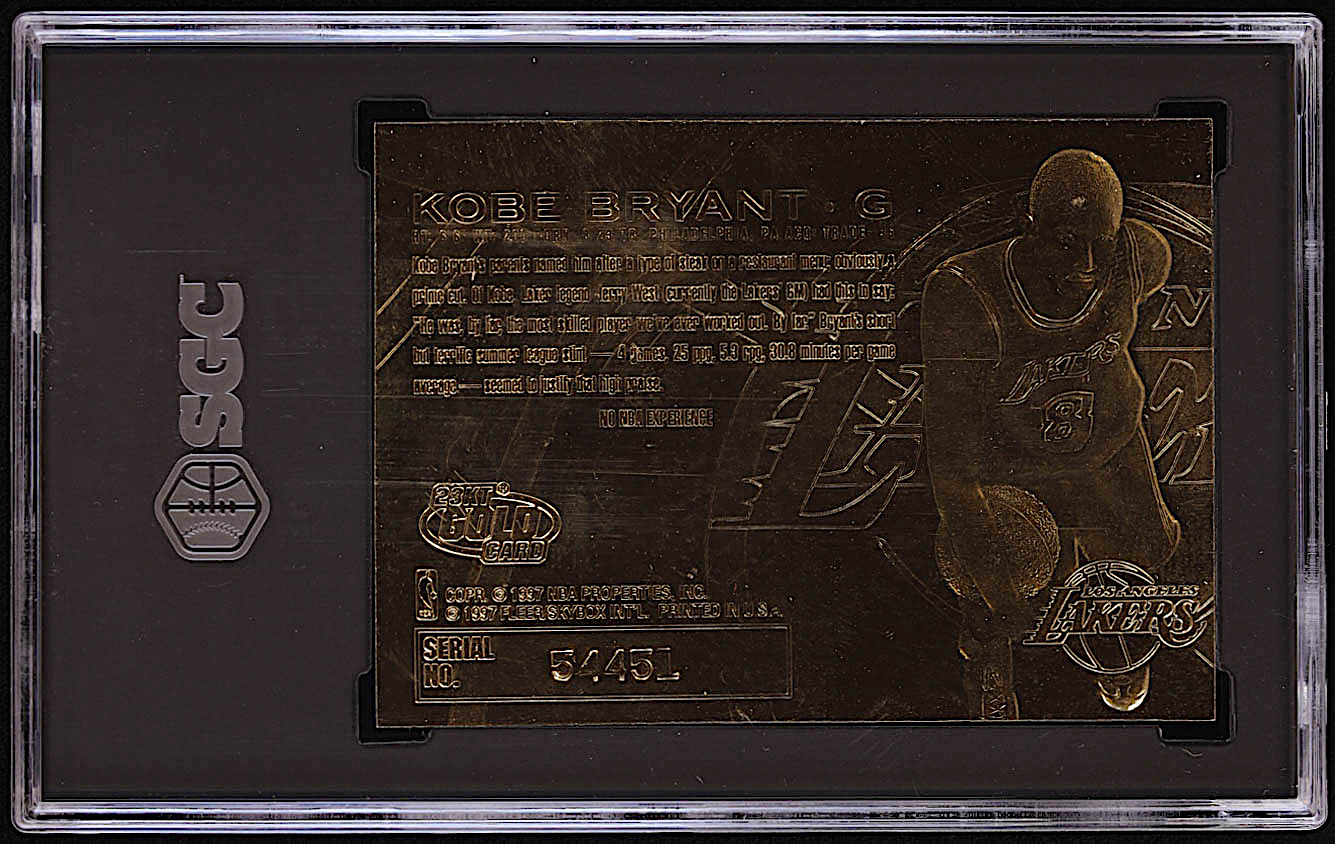 Kobe Bryant 1996-97 Fleer Purple Signature 23Kt Gold RC (SGC 9) at PristineAuction.com Kobe Bryant 1996-97 Fleer Purple Signature 23Kt Gold RC (SGC 9) at PristineAuction.com