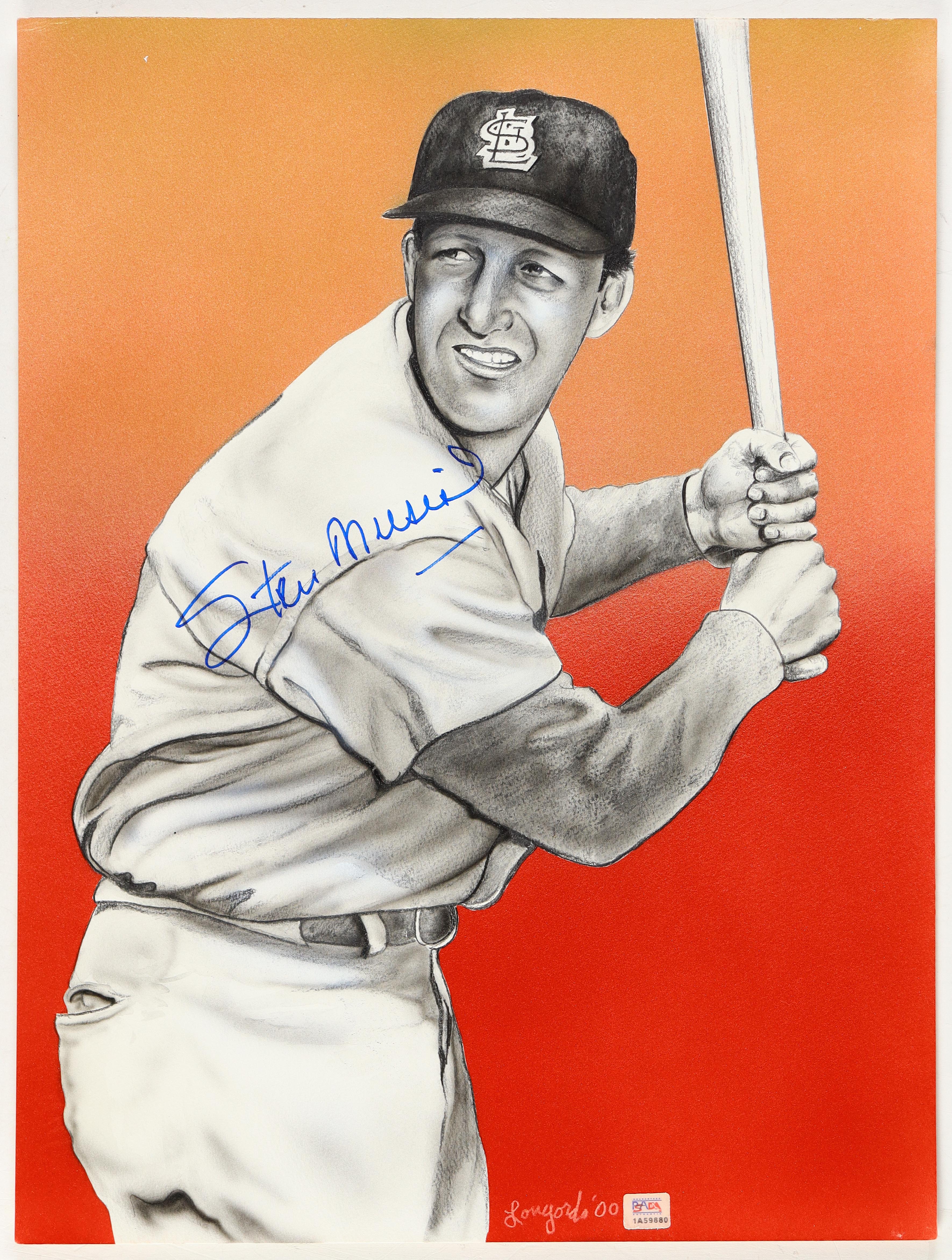 Stan Musial & Gary Longordo Signed "Cardinals" Print on Board By Gary Longordo (PSA) at PristineAuction.com Stan Musial & Gary Longordo Signed "Cardinals" Print on Board By Gary Longordo (PSA) at PristineAuction.com
