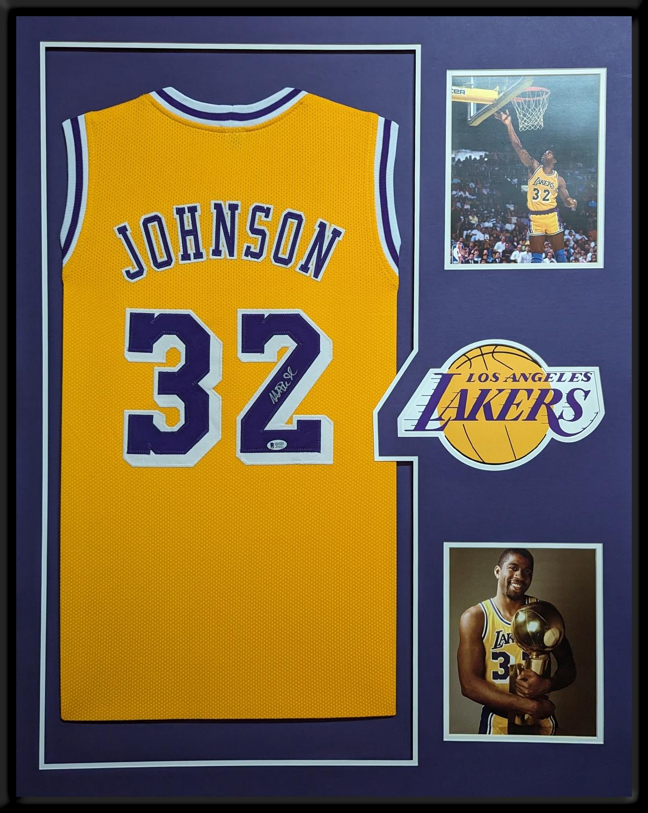 Magic Johnson Signed Custom Framed Jersey Display (Beckett) at PristineAuction.com Magic Johnson Signed Custom Framed Jersey Display (Beckett) at PristineAuction.com
