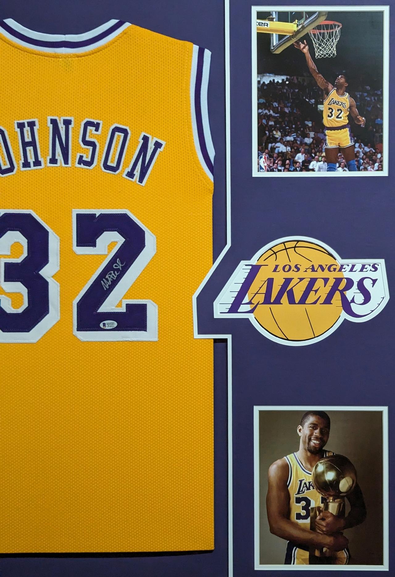 Magic Johnson Signed Custom Framed Jersey Display (Beckett) at PristineAuction.com Magic Johnson Signed Custom Framed Jersey Display (Beckett) at PristineAuction.com