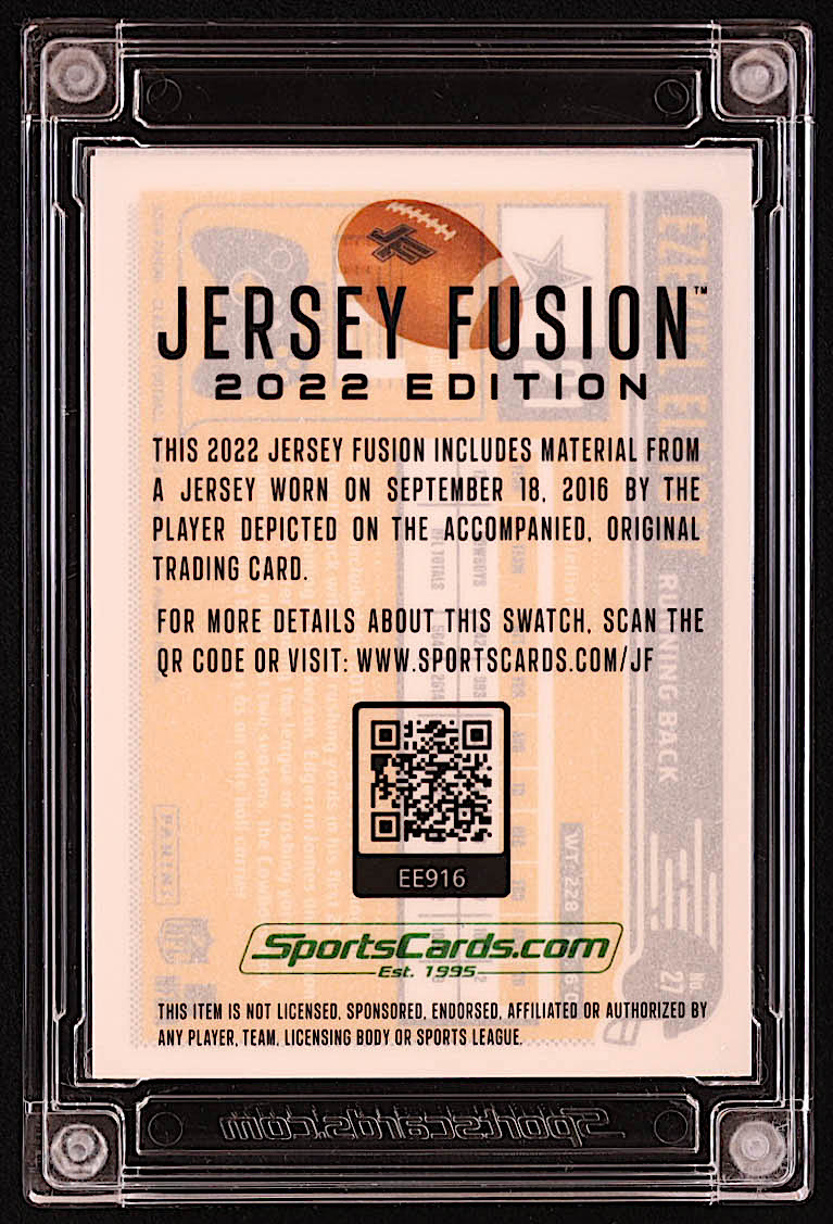 Ezekiel Elliott 2022 Jersey Fusion Game Used Swatch #EE916 at PristineAuction.com Ezekiel Elliott 2022 Jersey Fusion Game Used Swatch #EE916 at PristineAuction.com