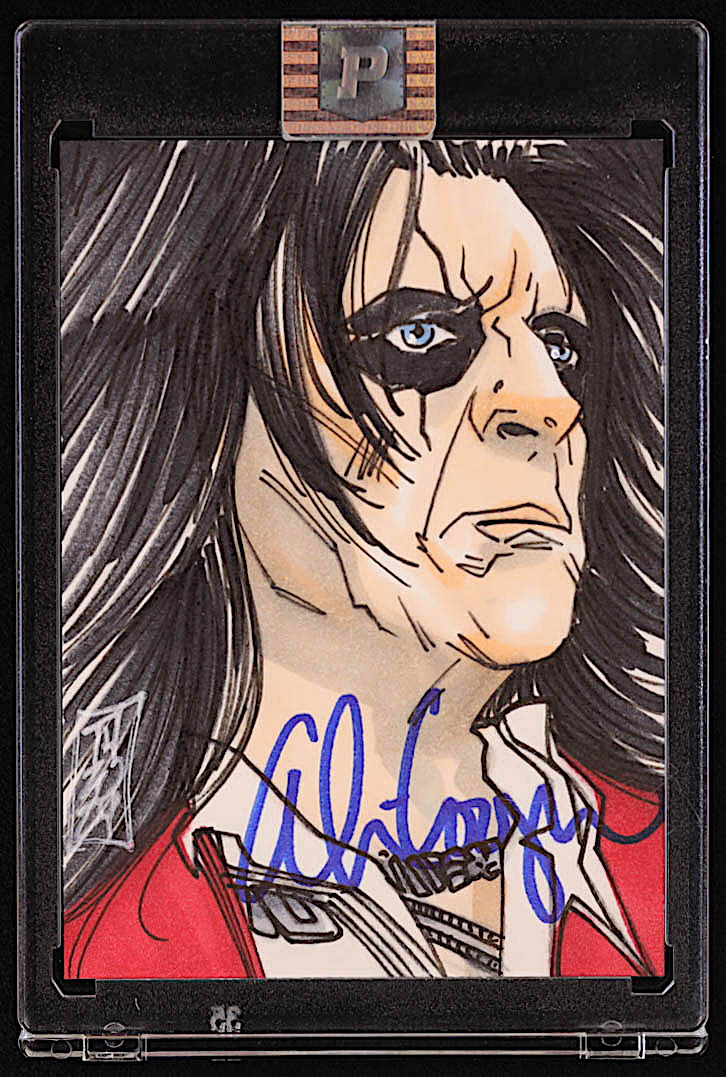 Alice Cooper Signed Original Art Sketch Card by Tom Hodges (1/1 Original Art) at PristineAuction.com Alice Cooper Signed Original Art Sketch Card by Tom Hodges (1/1 Original Art) at PristineAuction.com