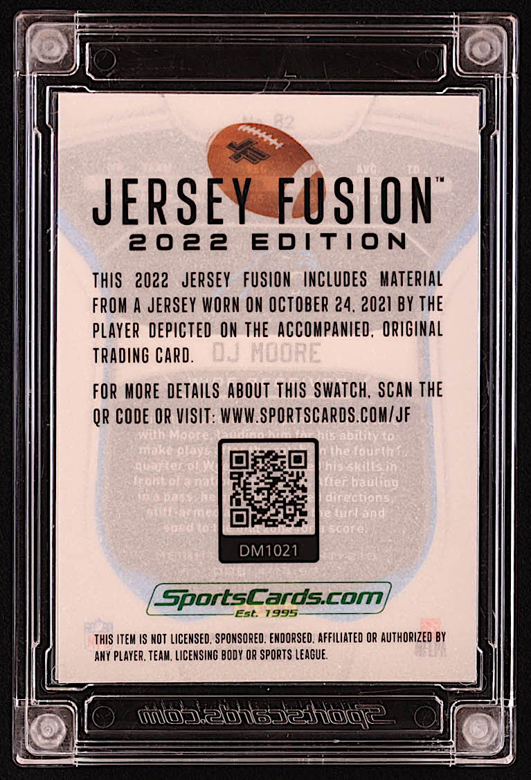 DJ Moore 2022 Jersey Fusion Game Used Swatch #DM1021 at PristineAuction.com DJ Moore 2022 Jersey Fusion Game Used Swatch #DM1021 at PristineAuction.com