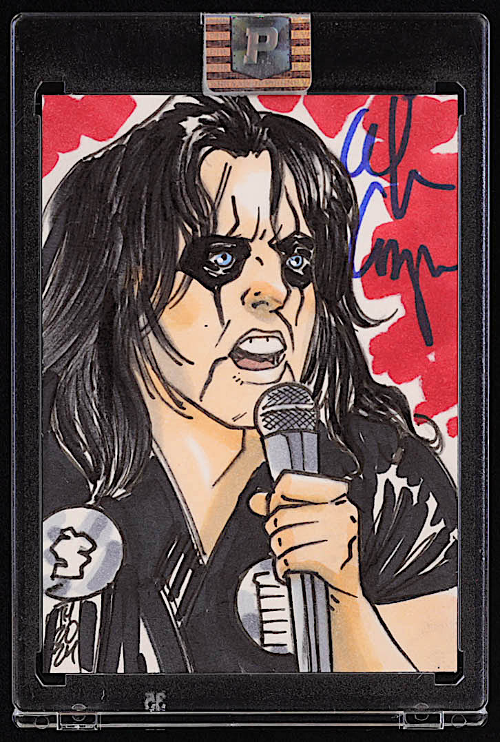 Alice Cooper Signed Original Art Sketch Card by Tom Hodges (1/1 Original Art) at PristineAuction.com Alice Cooper Signed Original Art Sketch Card by Tom Hodges (1/1 Original Art) at PristineAuction.com