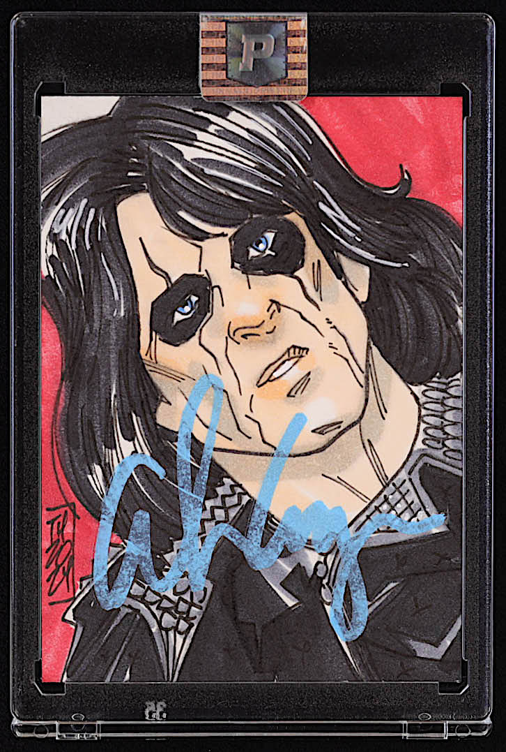 Alice Cooper Signed Original Art Sketch Card by Tom Hodges (1/1 Original Art) at PristineAuction.com Alice Cooper Signed Original Art Sketch Card by Tom Hodges (1/1 Original Art) at PristineAuction.com