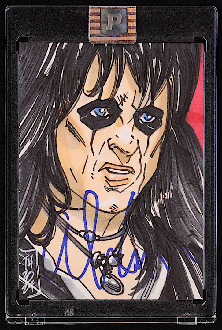 Alice Cooper Signed Original Art Sketch Card by Tom Hodges (1/1 Original Art) at PristineAuction.com Alice Cooper Signed Original Art Sketch Card by Tom Hodges (1/1 Original Art) at PristineAuction.com
