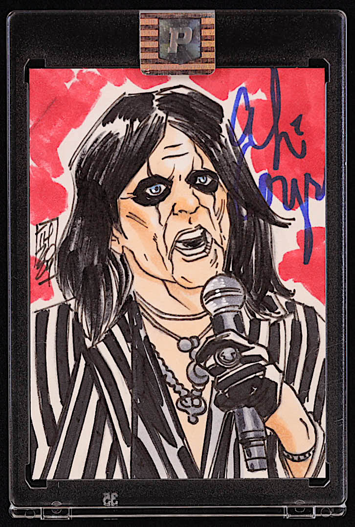 Alice Cooper Signed Original Art Sketch Card by Tom Hodges (1/1 Original Art) at PristineAuction.com Alice Cooper Signed Original Art Sketch Card by Tom Hodges (1/1 Original Art) at PristineAuction.com