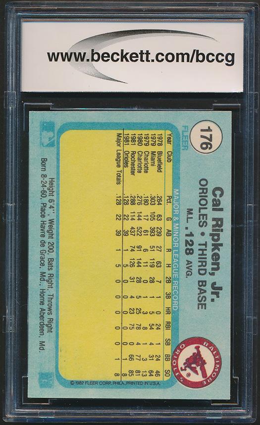 Cal Ripken Jr. 1982 Fleer #176 RC (BCCG 10) at PristineAuction.com Cal Ripken Jr. 1982 Fleer #176 RC (BCCG 10) at PristineAuction.com