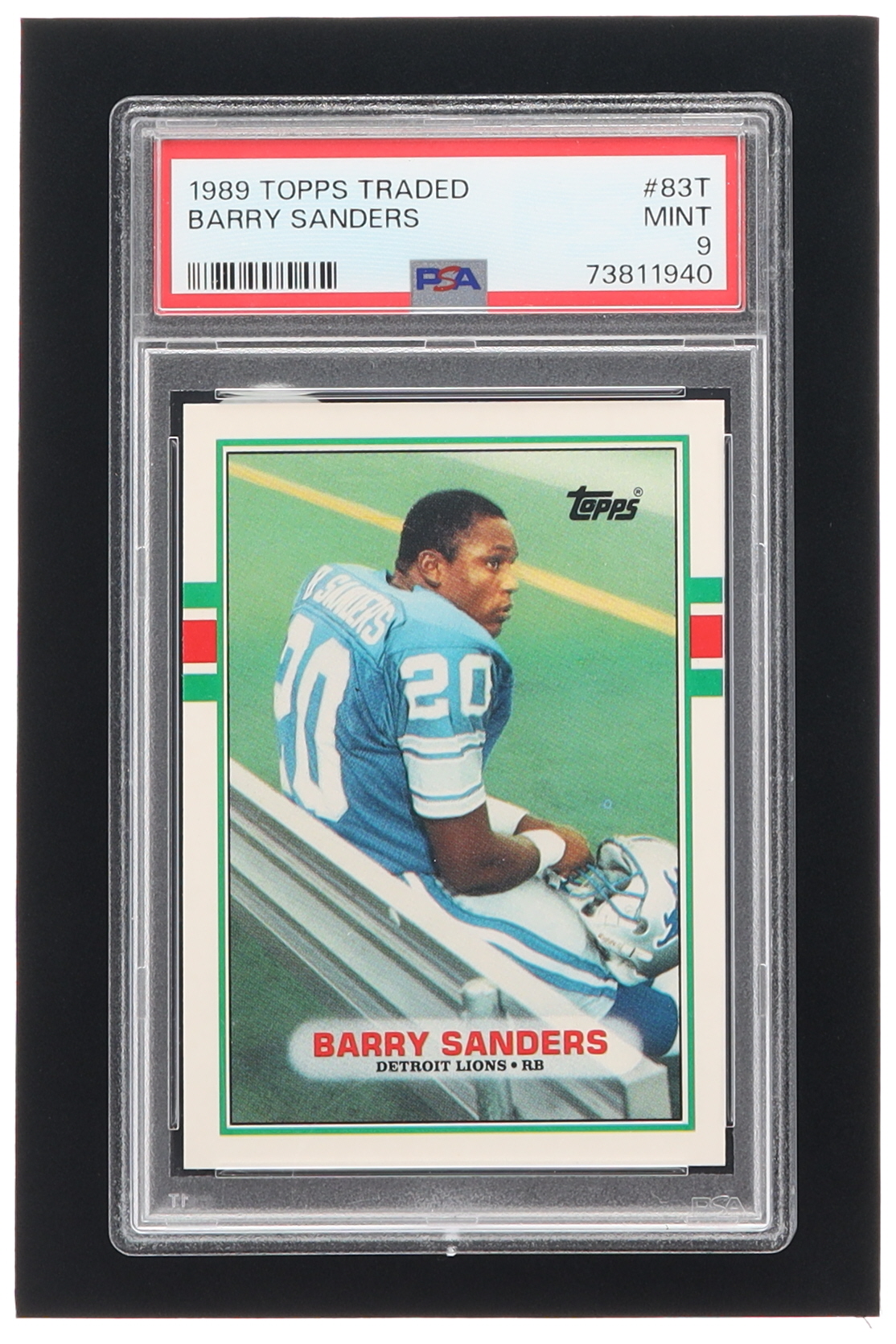 Barry Sanders 1989 Topps Traded #83T RC (PSA 9) at PristineAuction.com Barry Sanders 1989 Topps Traded #83T RC (PSA 9) at PristineAuction.com